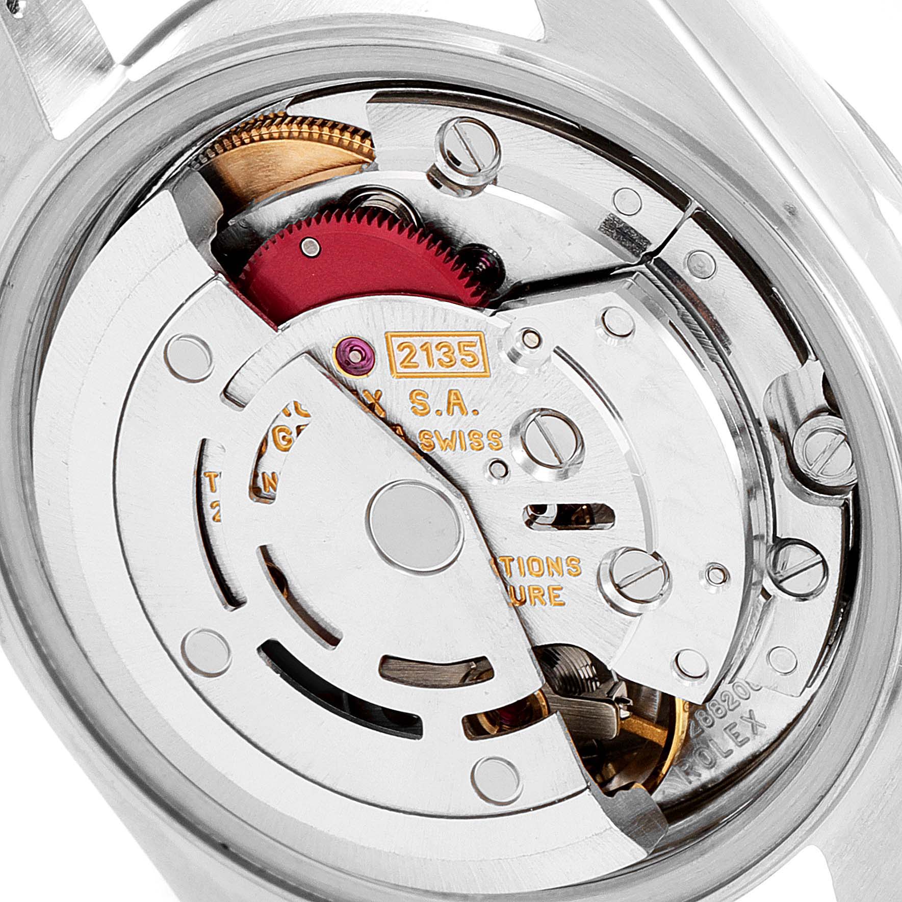 The image shows the internal mechanical movement of a Rolex Datejust 69174 Women's Stainless Steel Silver Dial 69174 Women's Stainless Steel Silver Dial watch from a close-up angle.