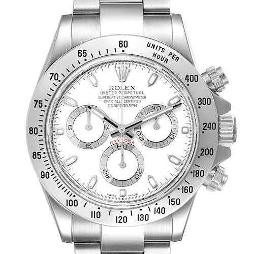 Photo of Rolex Daytona Steel White Dial Chronograph Mens Watch 116520 Box Card
