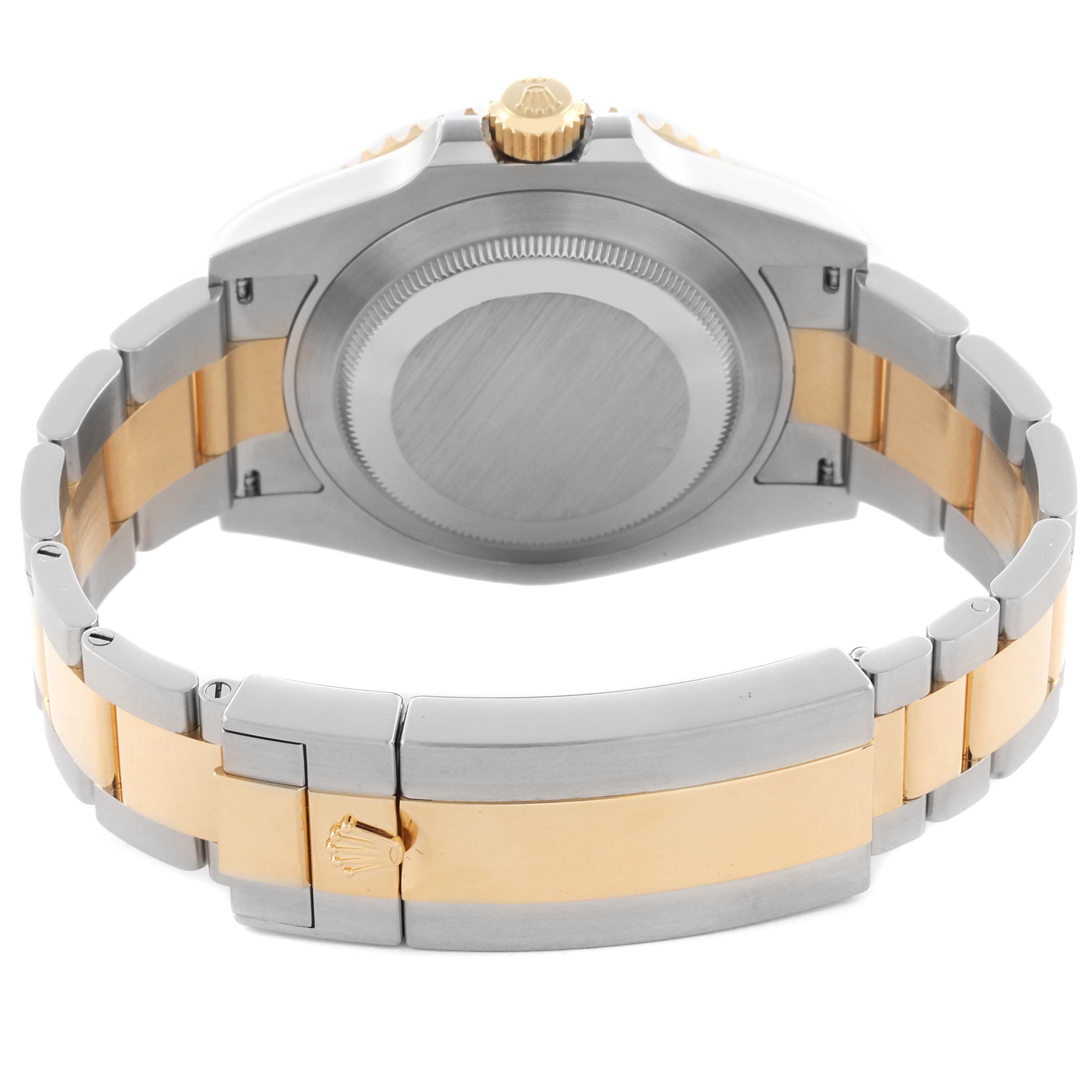 The image shows the back and bracelet of a Rolex Submariner 126613LN Men's Steel and Gold (two tone) Black Dial 126613LN Men's Steel and Gold (two tone) Black Dial, highlighting its two-tone design and clasp.