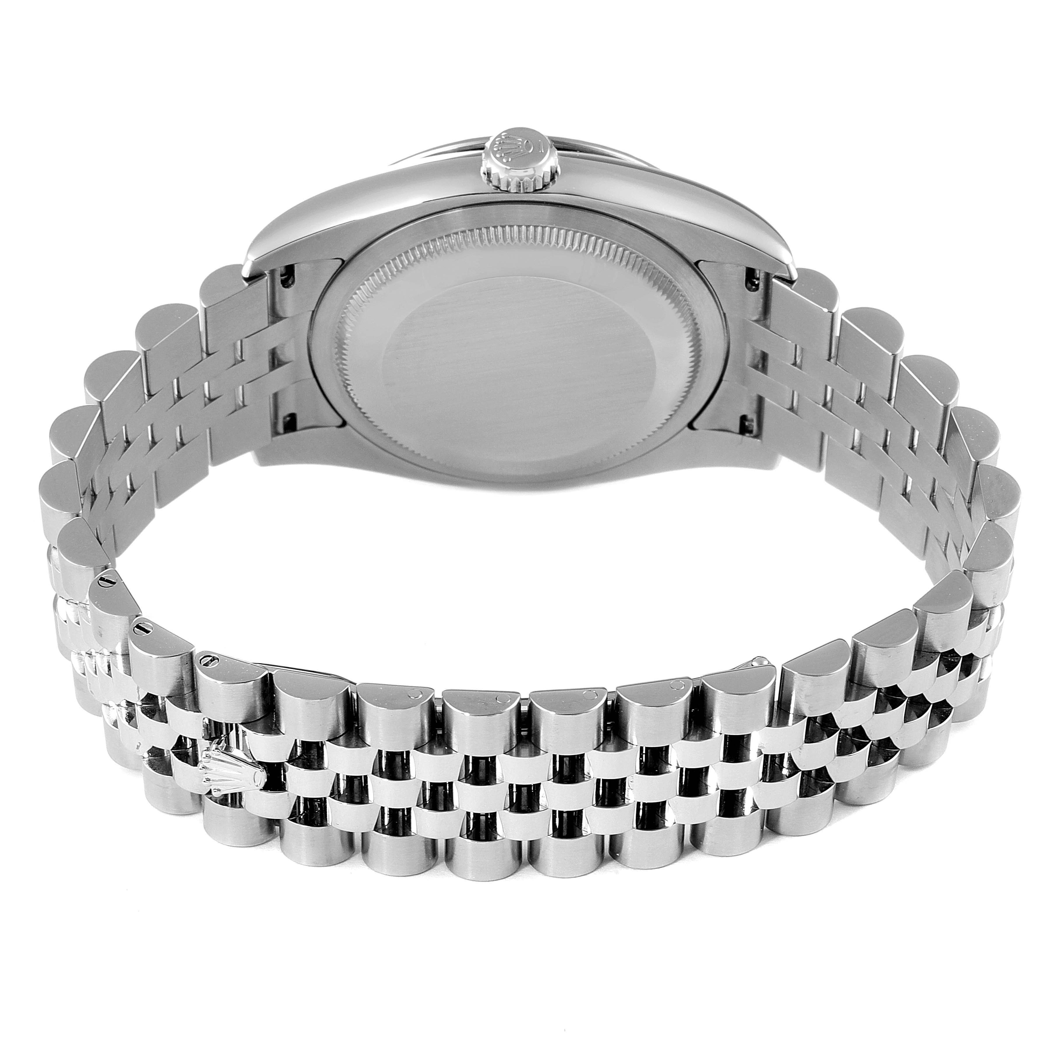 The image shows the back view of the Rolex Turn-o-Graph 116264 Men
s Stainless Steel White Dial 116264 Men
s Stainless Steel White Dial, highlighting the case back and jubilee bracelet.