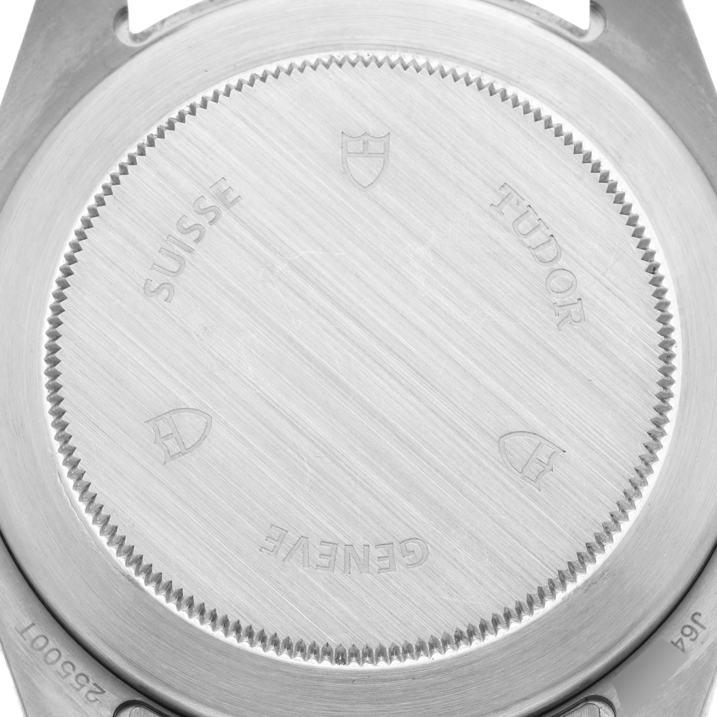 The image shows the case back of a Tudor Pelagos 25500TN Men
s Titanium Black Dial 25500TN Men
s Titanium Black Dial watch, highlighting engraved details and branding.
