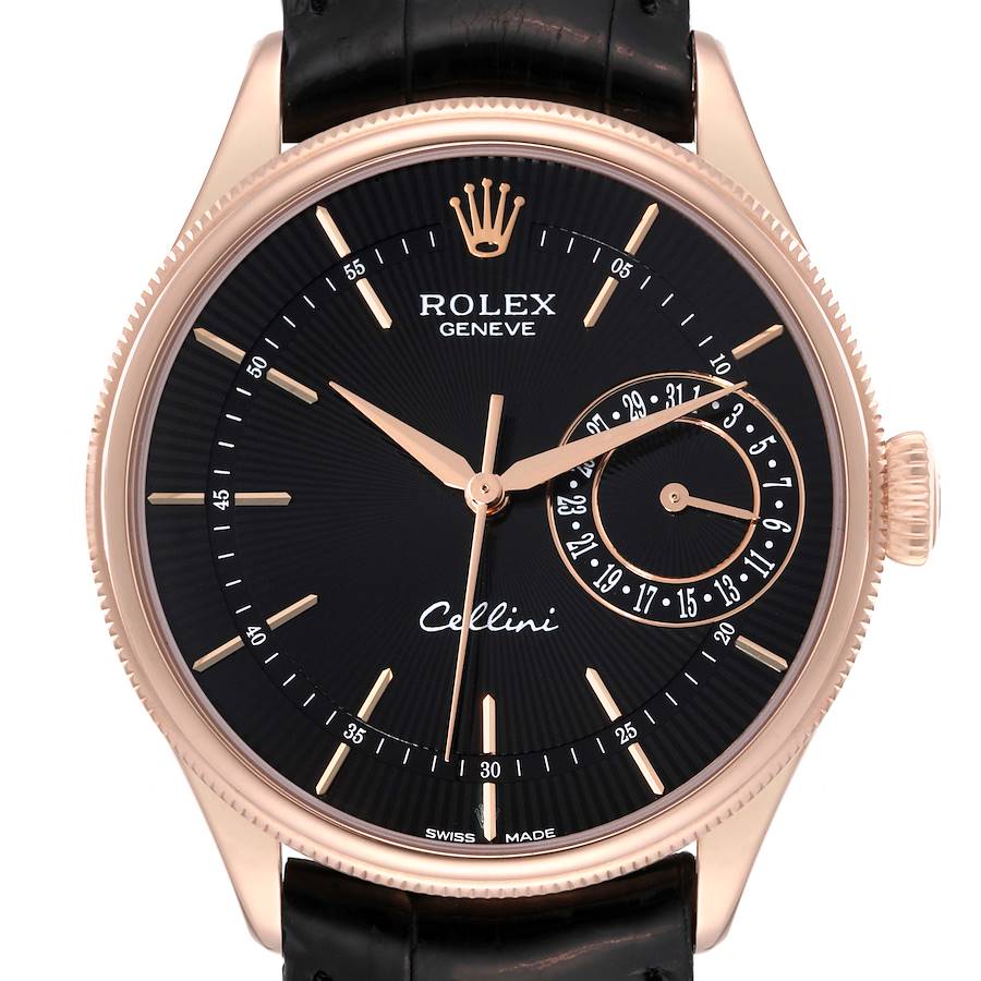 Rolex Cellini Date Black Dial Rose Gold Automatic Mens Watch 50515 SwissWatchExpo