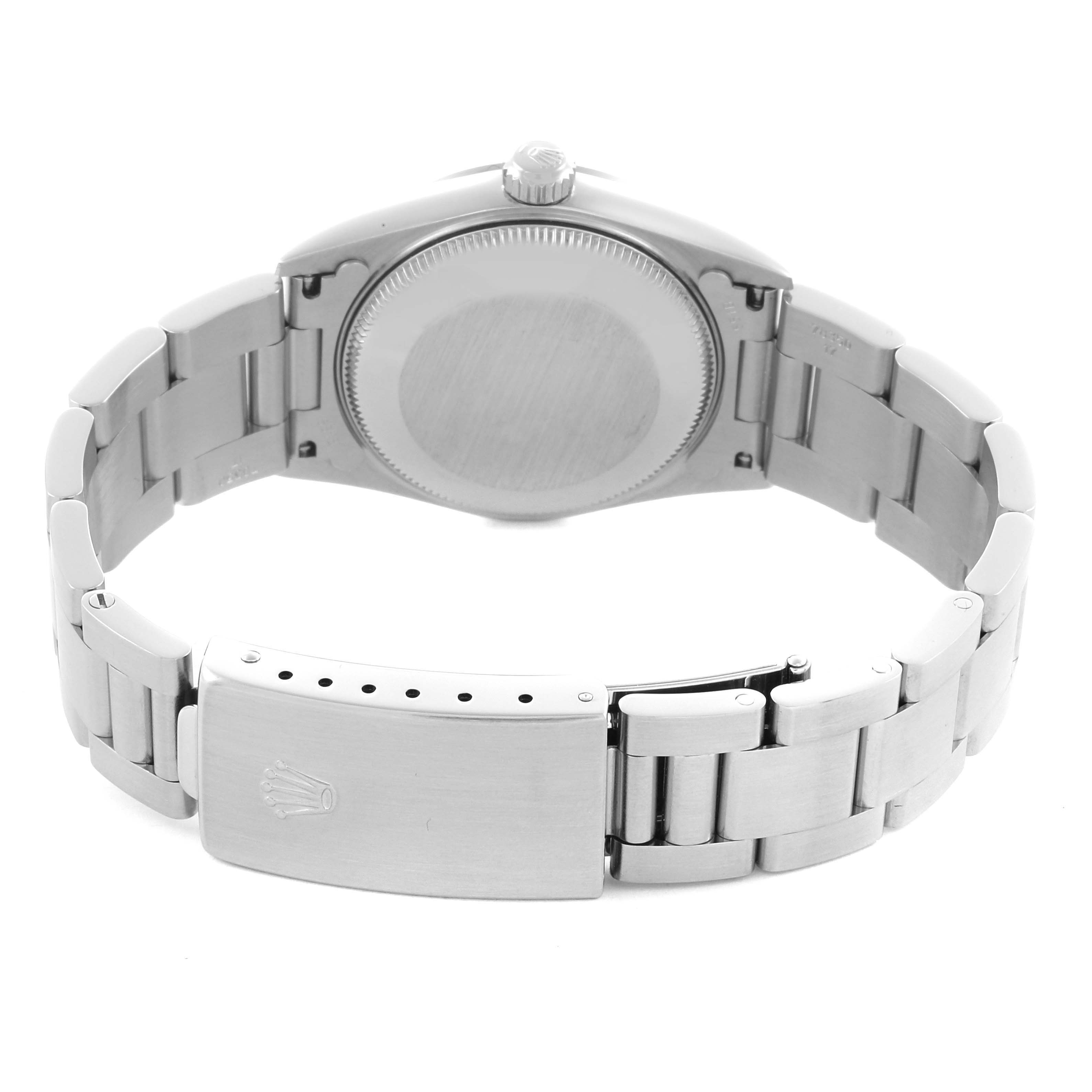 The image shows the back of a Rolex Datejust 78240 Women's Stainless Steel White Dial 78240 Women's Stainless Steel White Dial watch, displaying the case back and bracelet clasp.