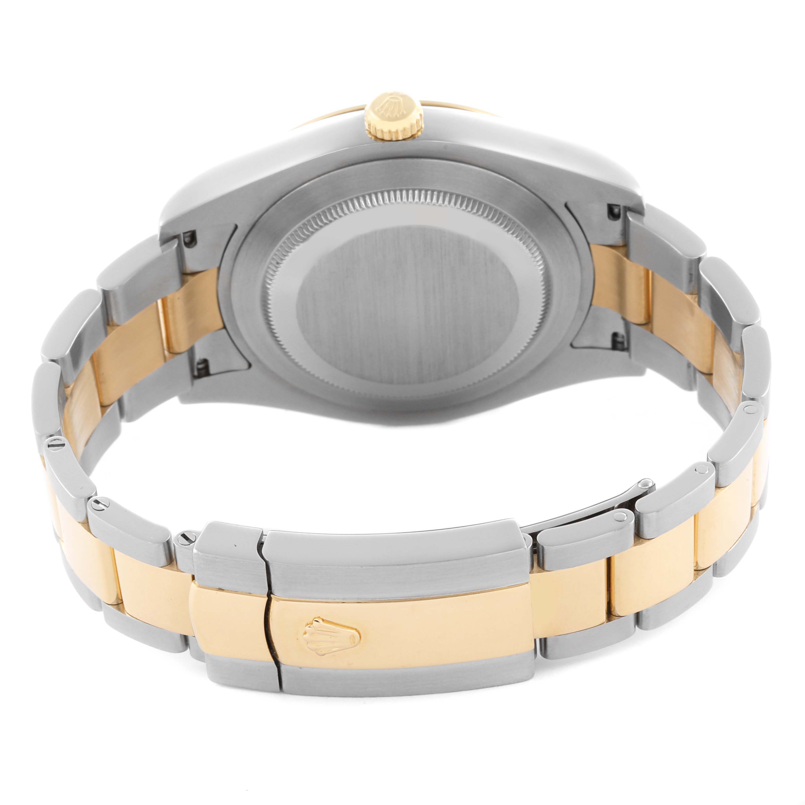 The image shows the back and clasp of a Rolex Datejust 41 116333 Men's Steel and Gold (two tone) Black Dial 116333 Men's Steel and Gold (two tone) Black Dial, highlighting its two-tone bracelet and case back.