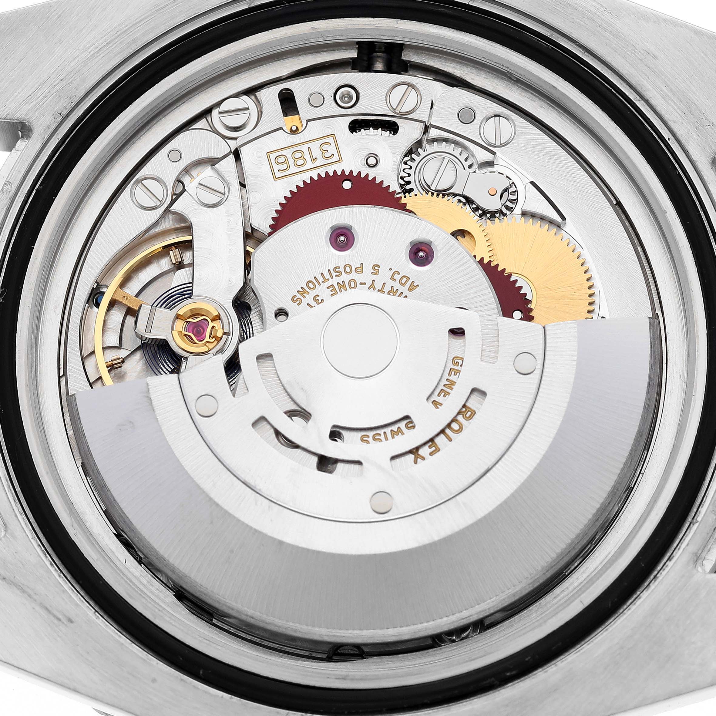 The image shows the internal mechanism of a Rolex GMT-Master 116710 Men
s Stainless Steel Black Dial 116710 Men
s Stainless Steel Black Dial watch, viewed from the back with the case removed.