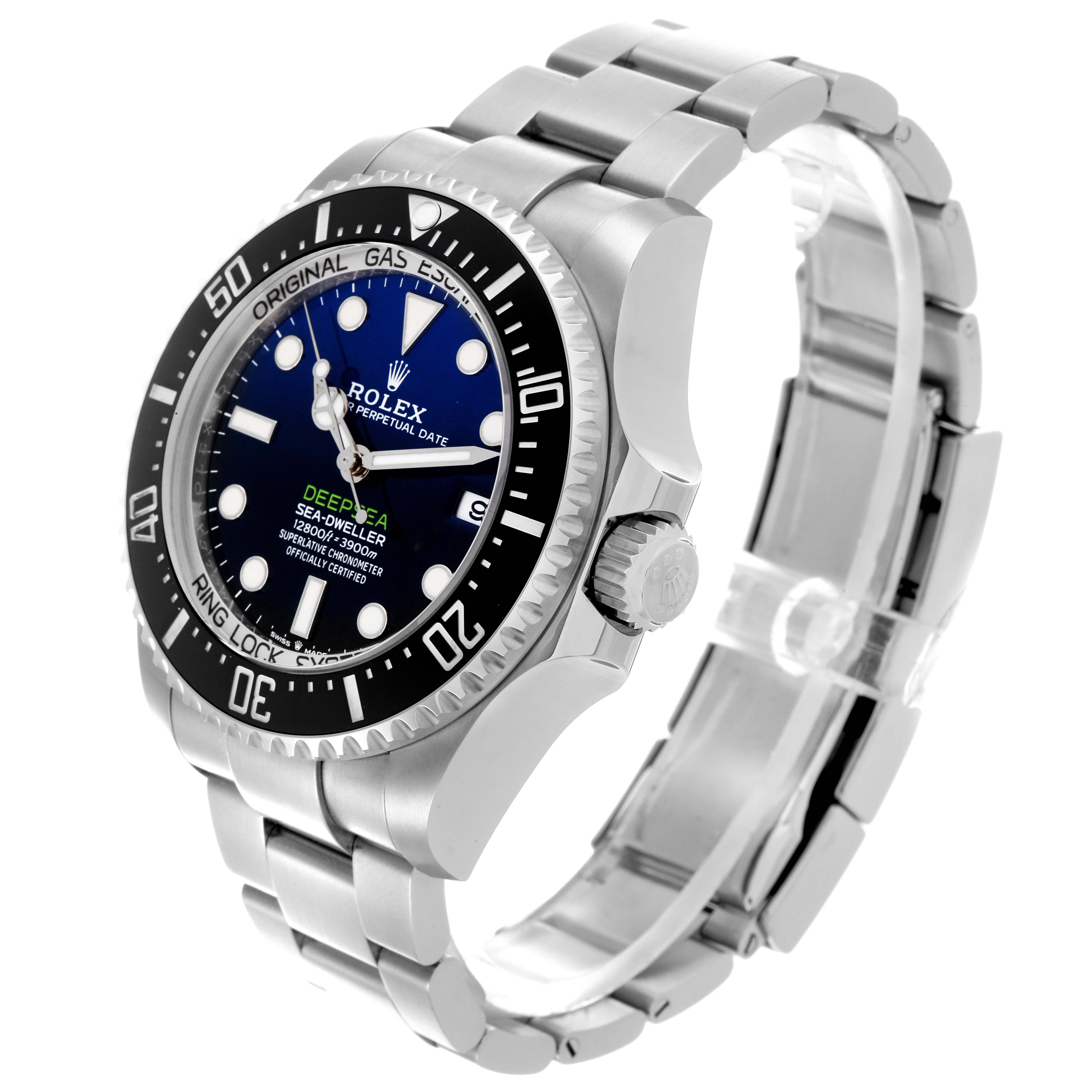The Rolex Sea-Dweller 136660 Men
s Stainless Steel Black Dial 136660 Men
s Stainless Steel Black Dial watch is shown from a three-quarter angle, highlighting the face, bezel, crown, and bracelet.