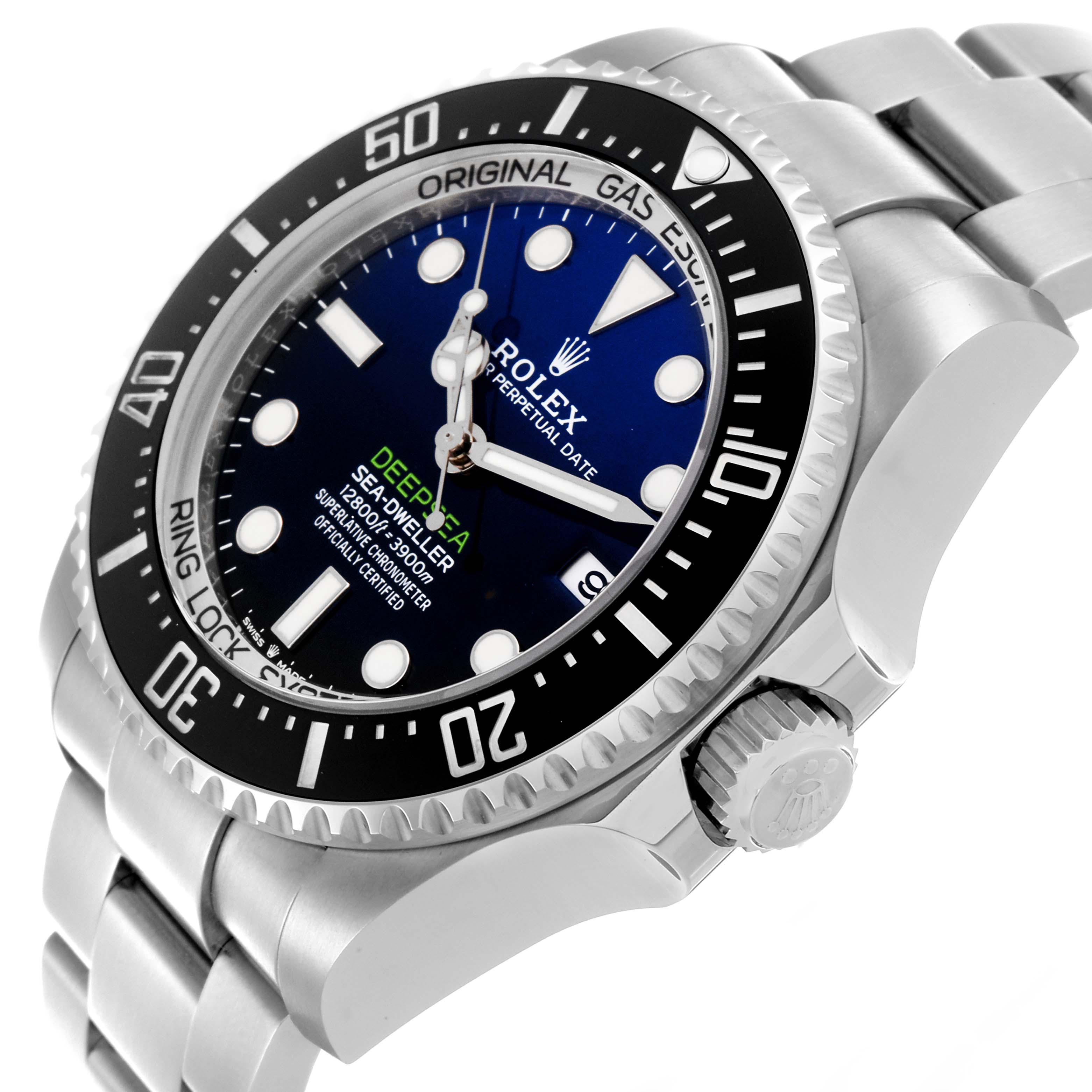 The image shows a Rolex Sea-Dweller 136660 Men
s Stainless Steel Black Dial 136660 Men
s Stainless Steel Black Dial watch at an angle highlighting the bezel, face, crown, and part of the bracelet.