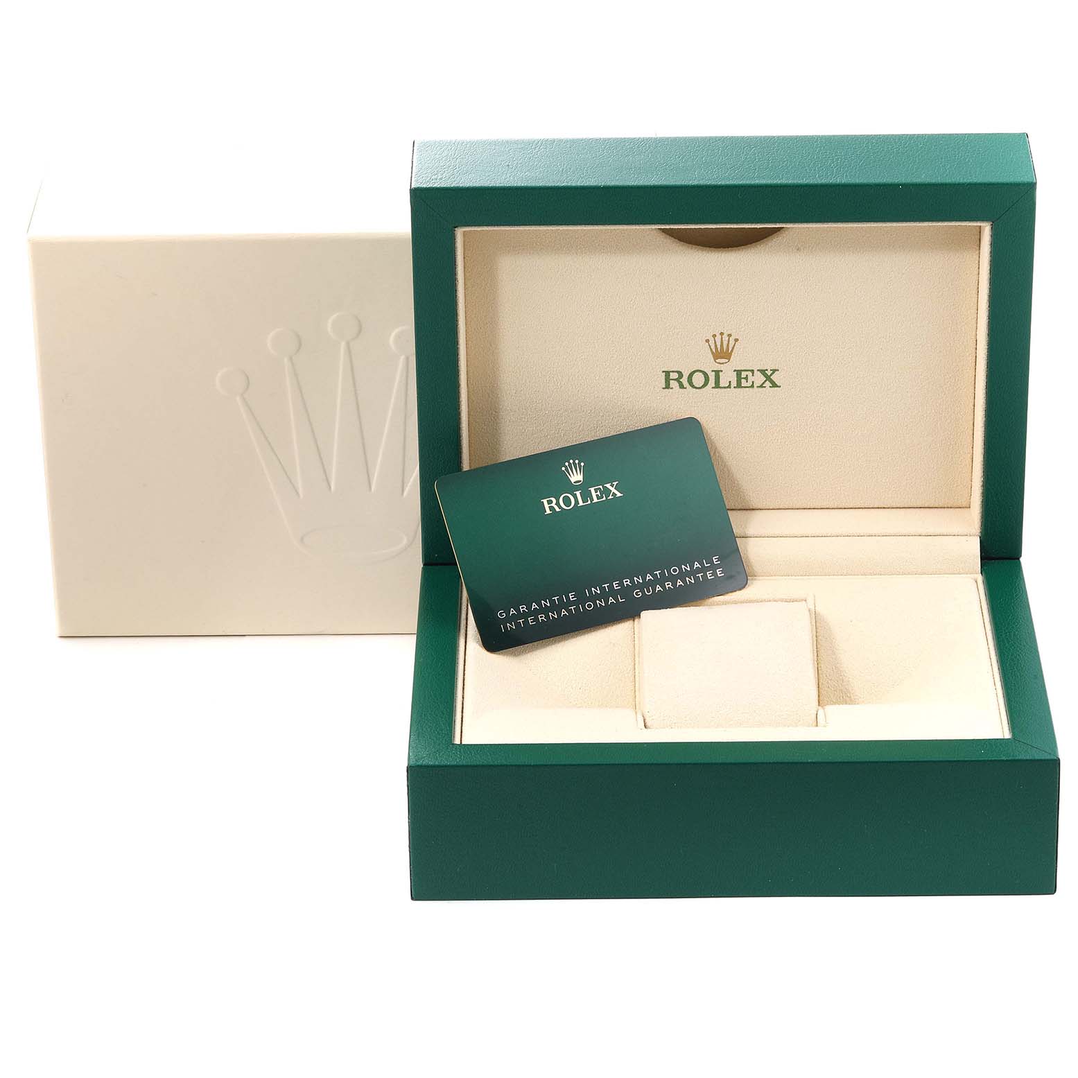 The image shows the packaging, inner box, and warranty card for a Rolex Submariner 126610 Men's Stainless Steel Black Dial 126610 Men's Stainless Steel Black Dial watch.