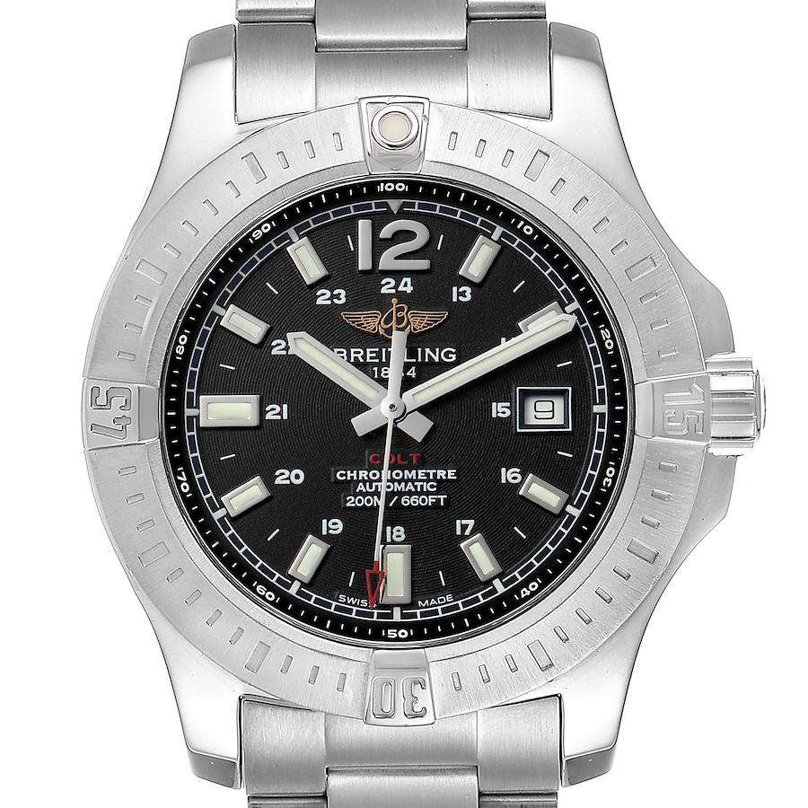 Breitling Colt Black Dial Automatic Steel Mens Watch A17388 Box ...