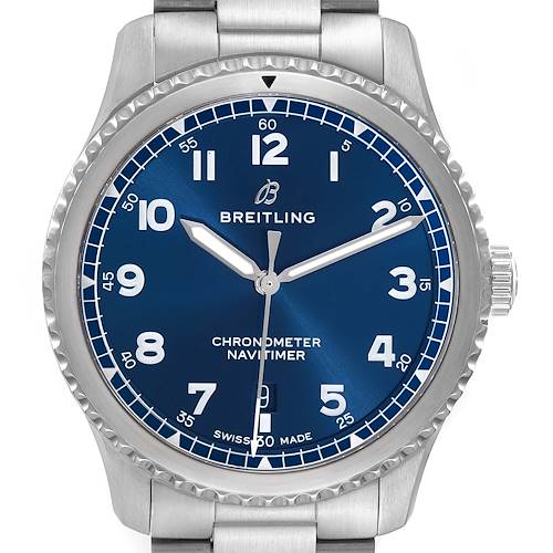 Photo of Breitling Navitimer 8 Steel Blue Dial Mens Watch A17314 Box Card