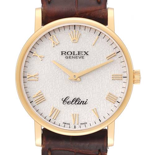 Photo of Rolex Cellini Classic Yellow Gold Ivory Anniversary Dial Mens Watch 5115 Card