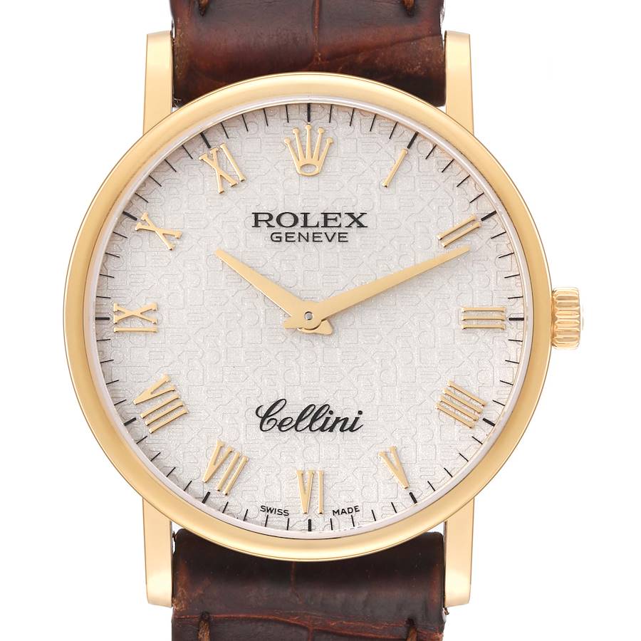 Rolex Cellini Classic Yellow Gold Ivory Anniversary Dial Mens Watch 5115 Card SwissWatchExpo