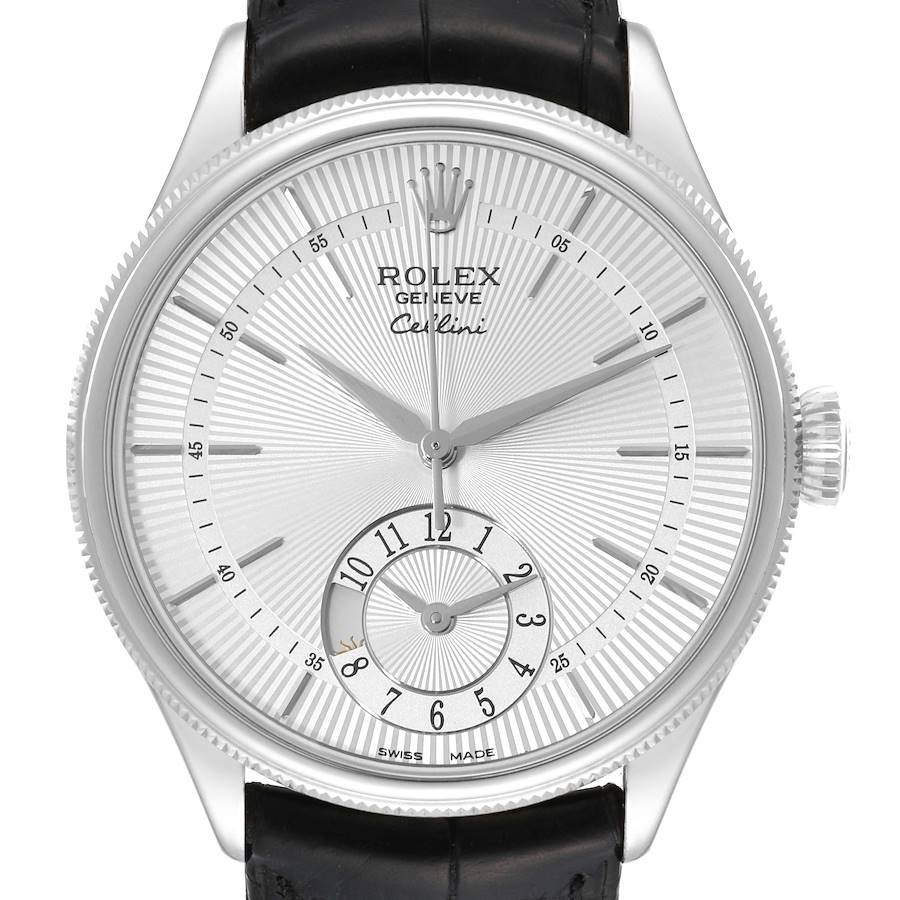 Rolex Cellini Dual Time White Gold Automatic Mens Watch 50529 SwissWatchExpo