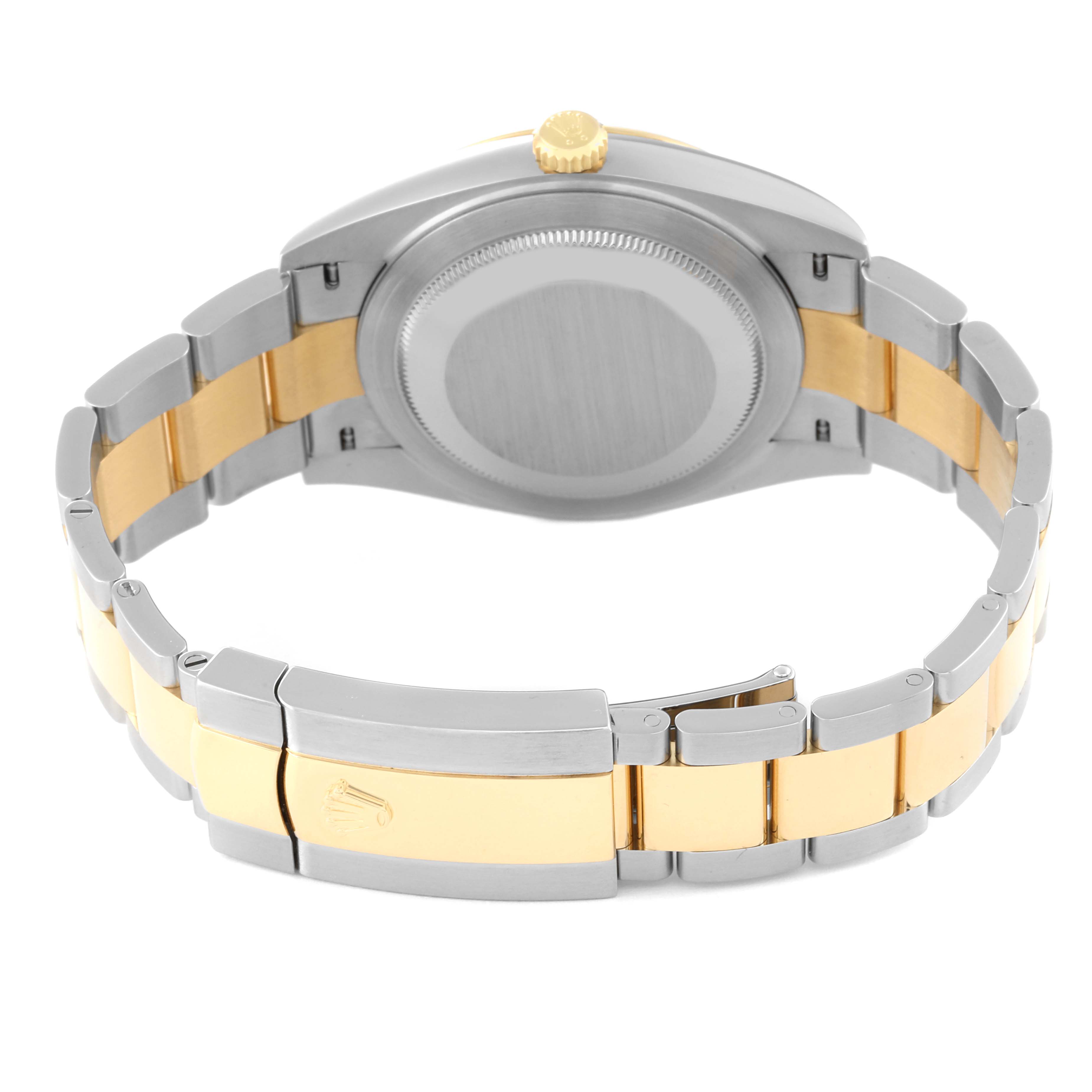 The image shows the back view of a Rolex Datejust 41 126333 Men's Steel and Gold (two tone) White Dial 126333 Men's Steel and Gold (two tone) White Dial watch, including its two-tone bracelet and case back.