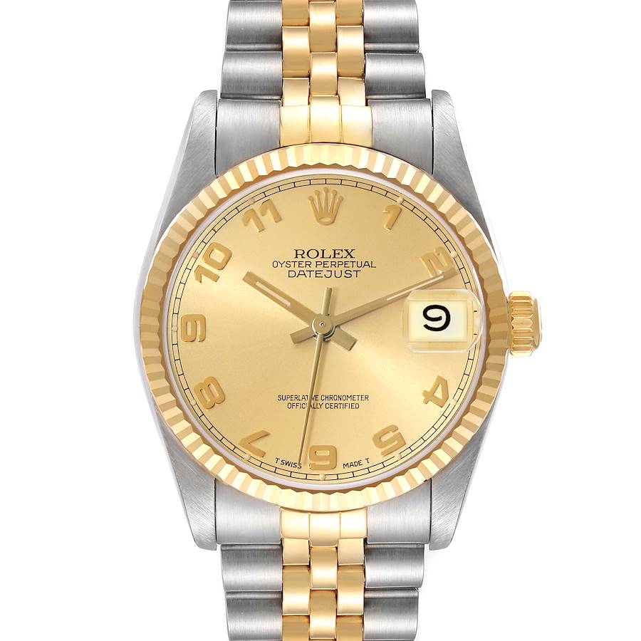 Rolex Datejust Midsize Arabic Dial Steel Yellow Gold Ladies Watch 68273 SwissWatchExpo