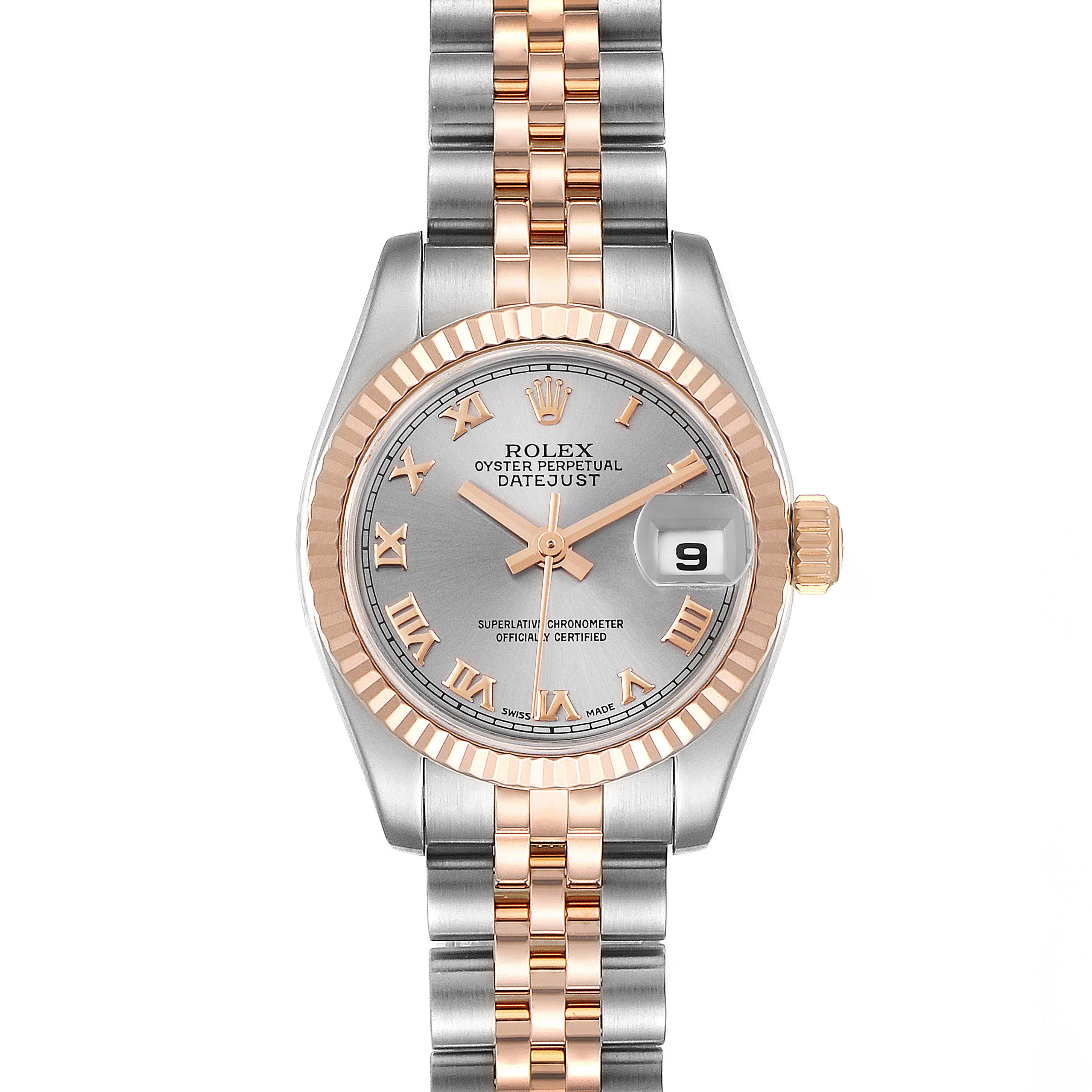 Rolex Datejust Steel Everose Gold Slate Dial Ladies Watch 179171 Box ...
