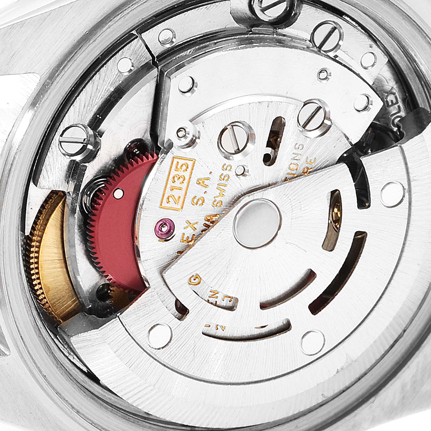 This image shows the internal mechanism of the Rolex Datejust 69174 Women's Stainless Steel Silver Dial 69174 Women's Stainless Steel Silver Dial model, focusing on its movement components.
