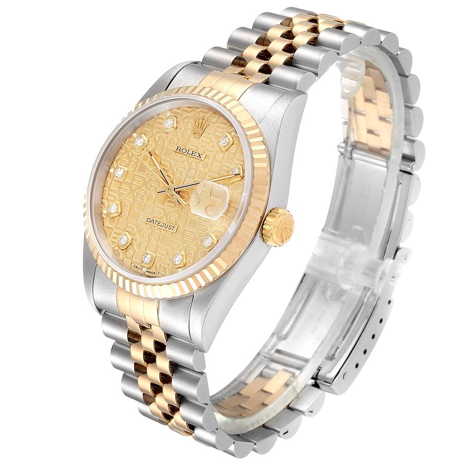 Rolex Datejust Steel Yellow Gold Jubilee Diamond Dial Mens Watch 16233