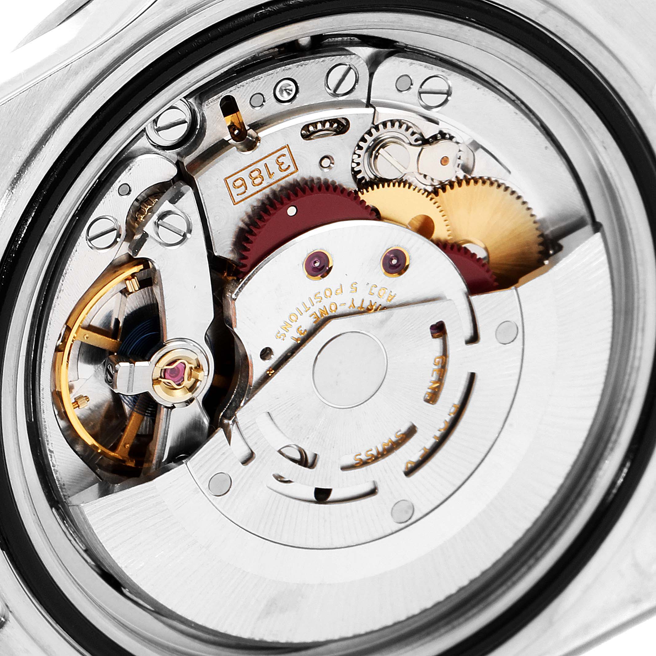 The image shows the internal movement components of the Rolex Explorer 16570 Men
s Stainless Steel Black Dial 16570 Men
s Stainless Steel Black Dial watch from a close-up, angled view.