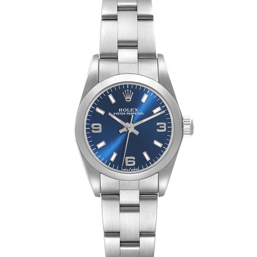 Rolex Oyster Perpetual Nondate Blue Dial Steel Ladies Watch 76080 SwissWatchExpo