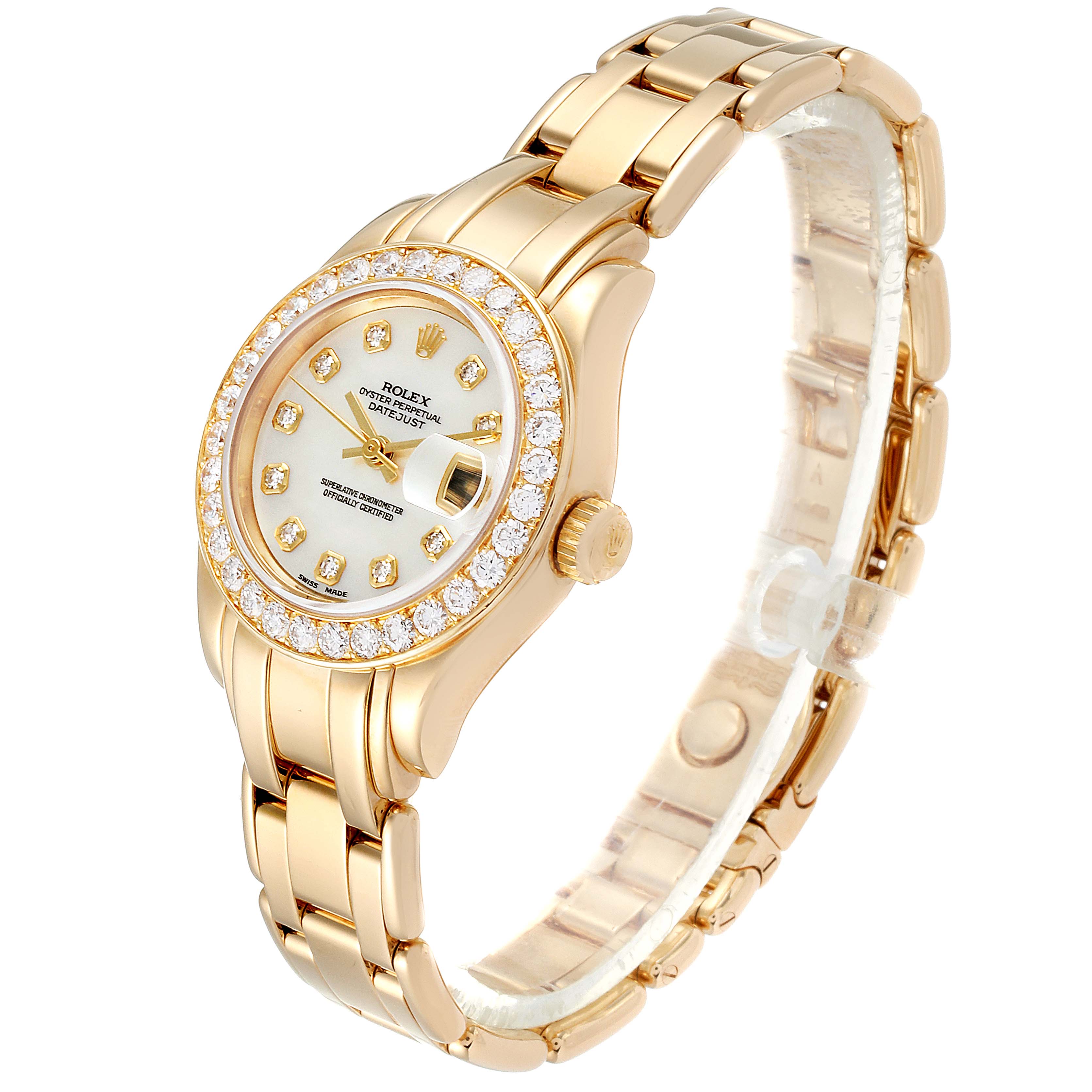 Rolex Pearlmaster Yellow Gold Diamond Ladies Watch 69298 Box Papers ...