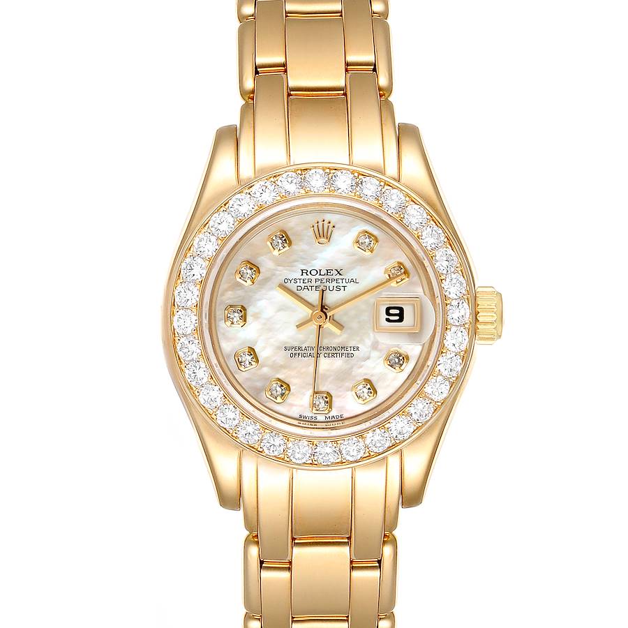 Rolex Pearlmaster Yellow Gold Diamond Ladies Watch 69298 Box Papers SwissWatchExpo