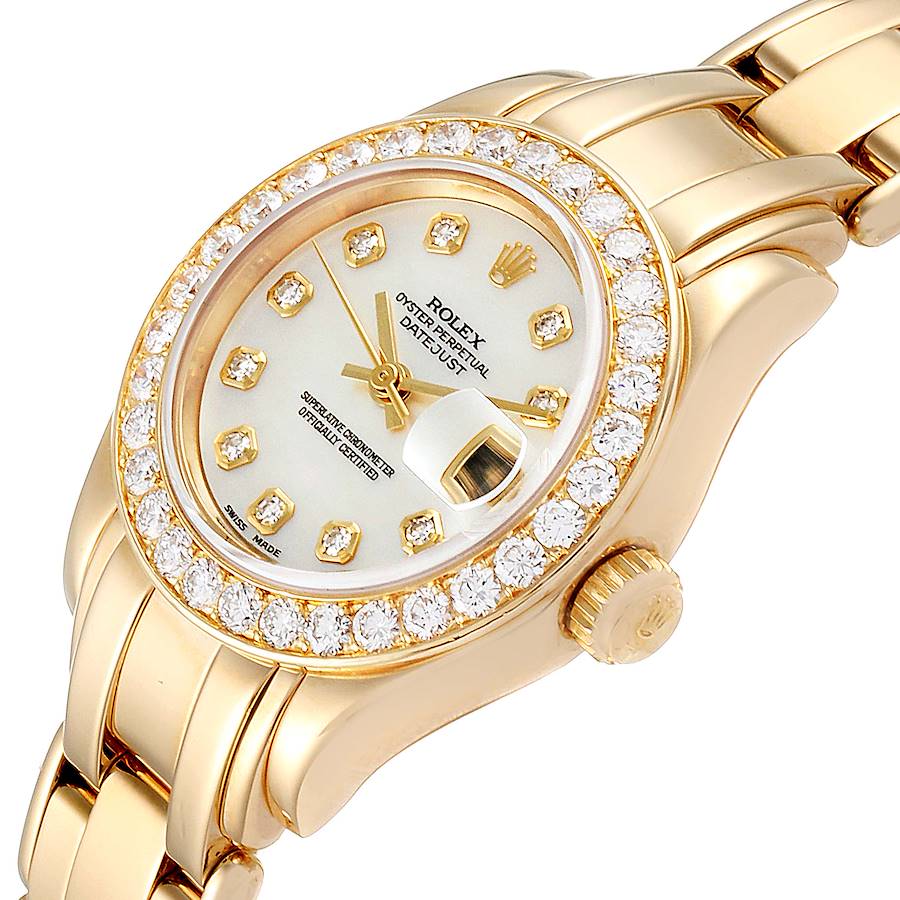 Rolex Pearlmaster Yellow Gold Diamond Ladies Watch 69298 Box Papers ...