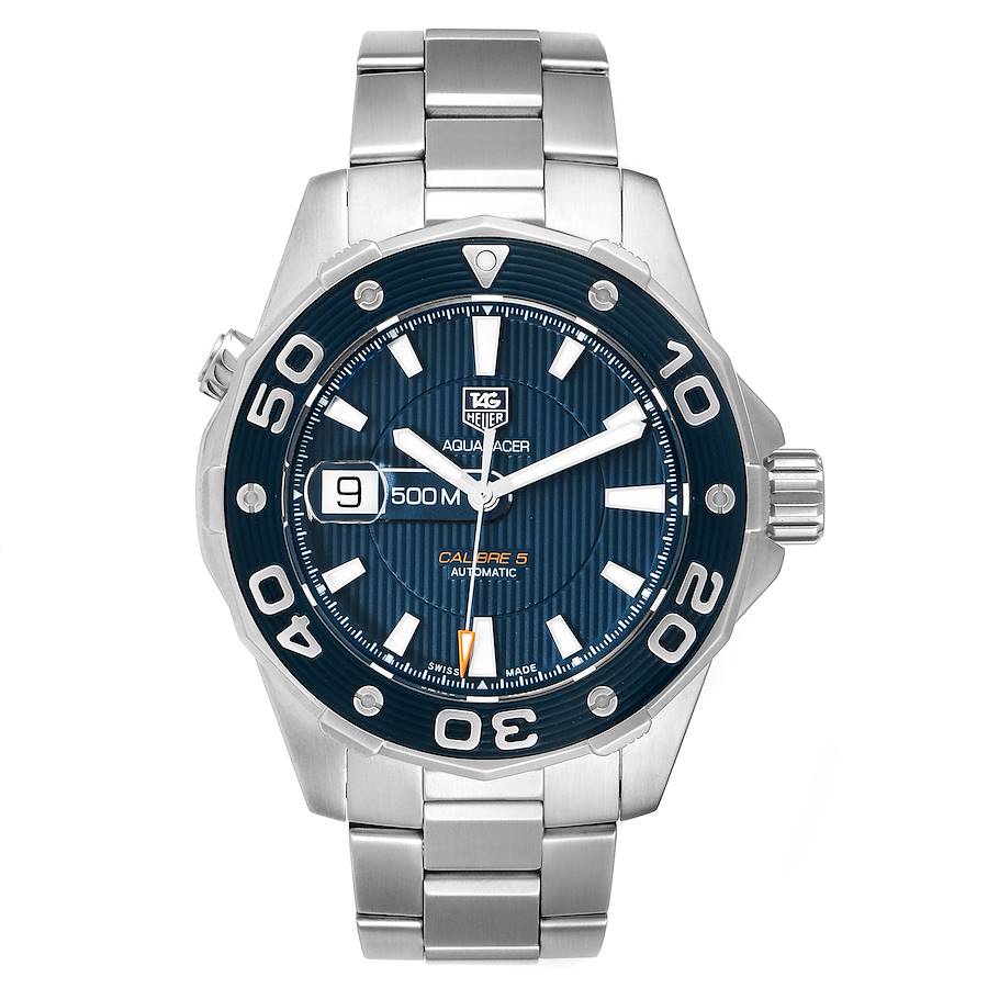 Tag Heuer Aquaracer Blue Dial Steel Mens Watch WAJ2112 Box Card