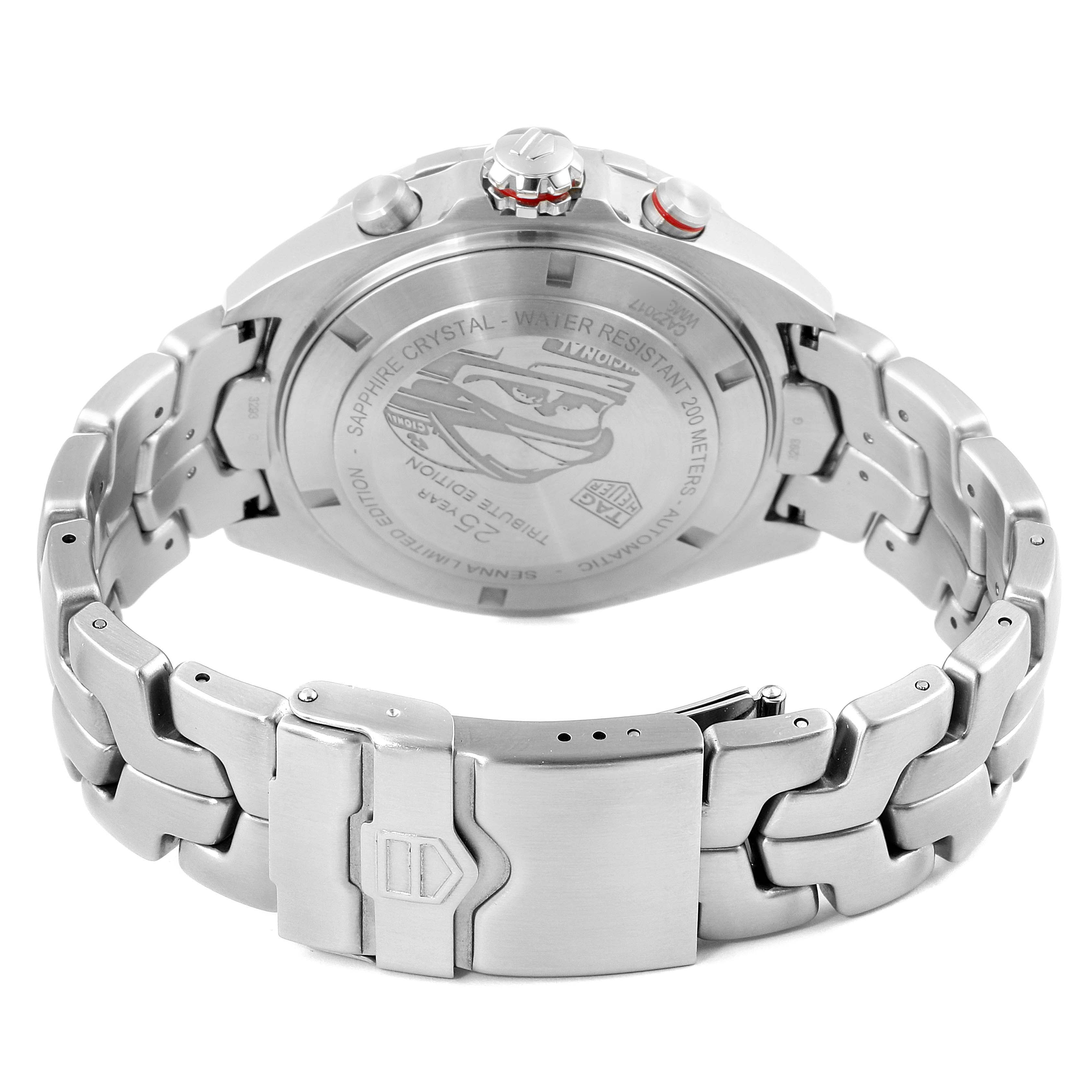 The image shows the back view of a Tag Heuer Formula 1 CAZ2017.BA0647 Men's Stainless Steel Grey Dial CAZ2017.BA0647 Men's Stainless Steel Grey Dial watch, displaying the case back and metal bracelet.