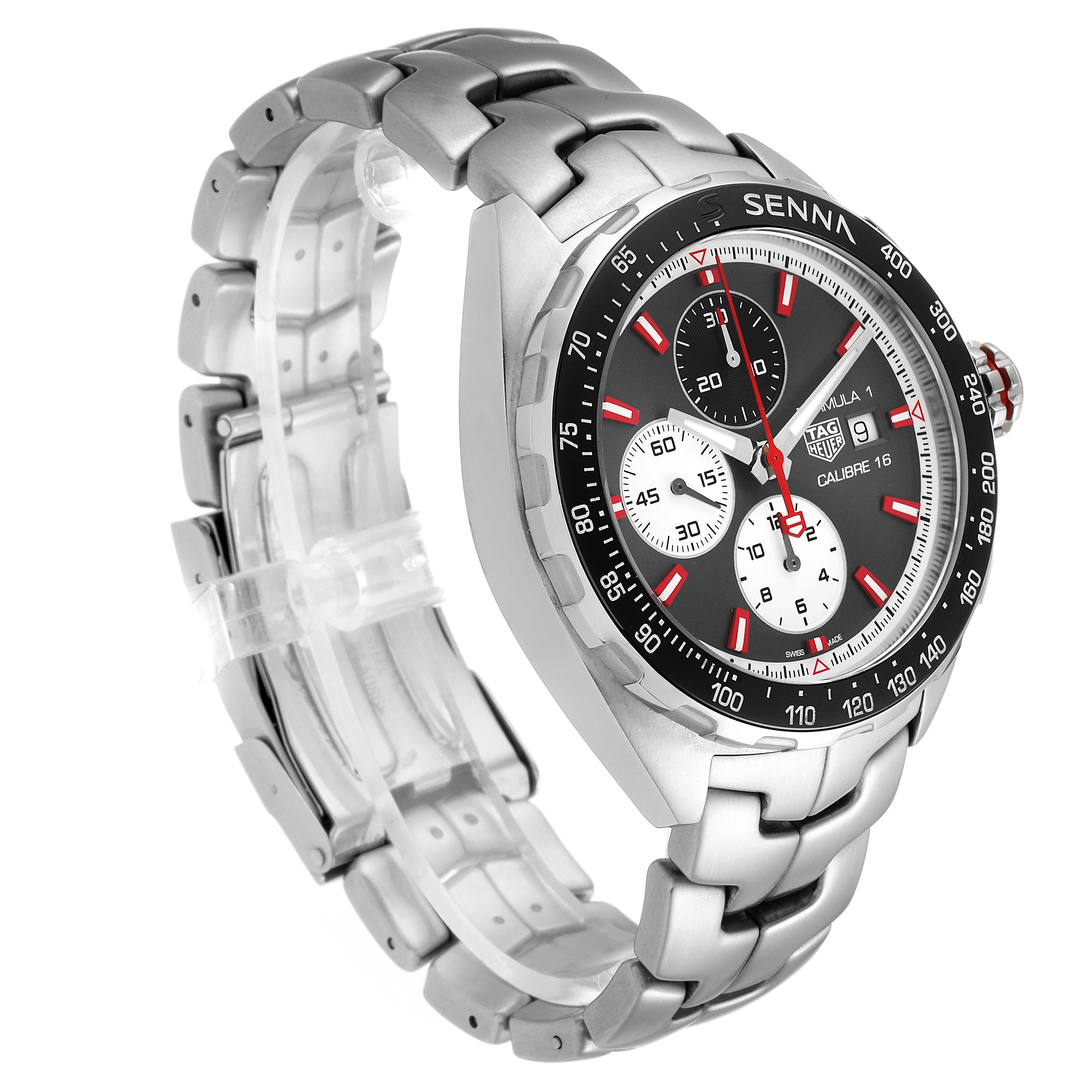 The Tag Heuer Formula 1 CAZ2017.BA0647 Men's Stainless Steel Grey Dial CAZ2017.BA0647 Men's Stainless Steel Grey Dial watch is shown at a three-quarter angle, displaying its dial, case, and bracelet clearly.