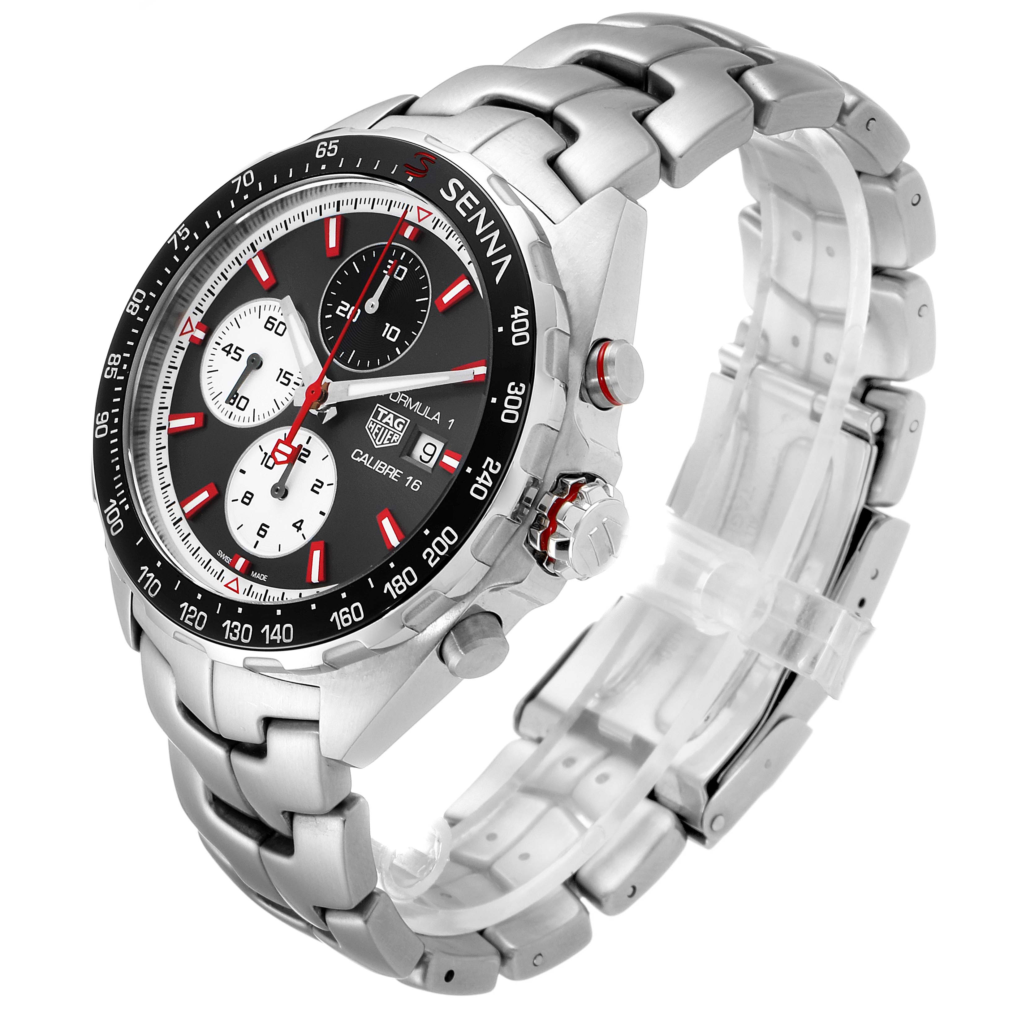 The Tag Heuer Formula 1 CAZ2017.BA0647 Men's Stainless Steel Grey Dial CAZ2017.BA0647 Men's Stainless Steel Grey Dial watch is shown at an angle that highlights its face, bezel, and full bracelet.