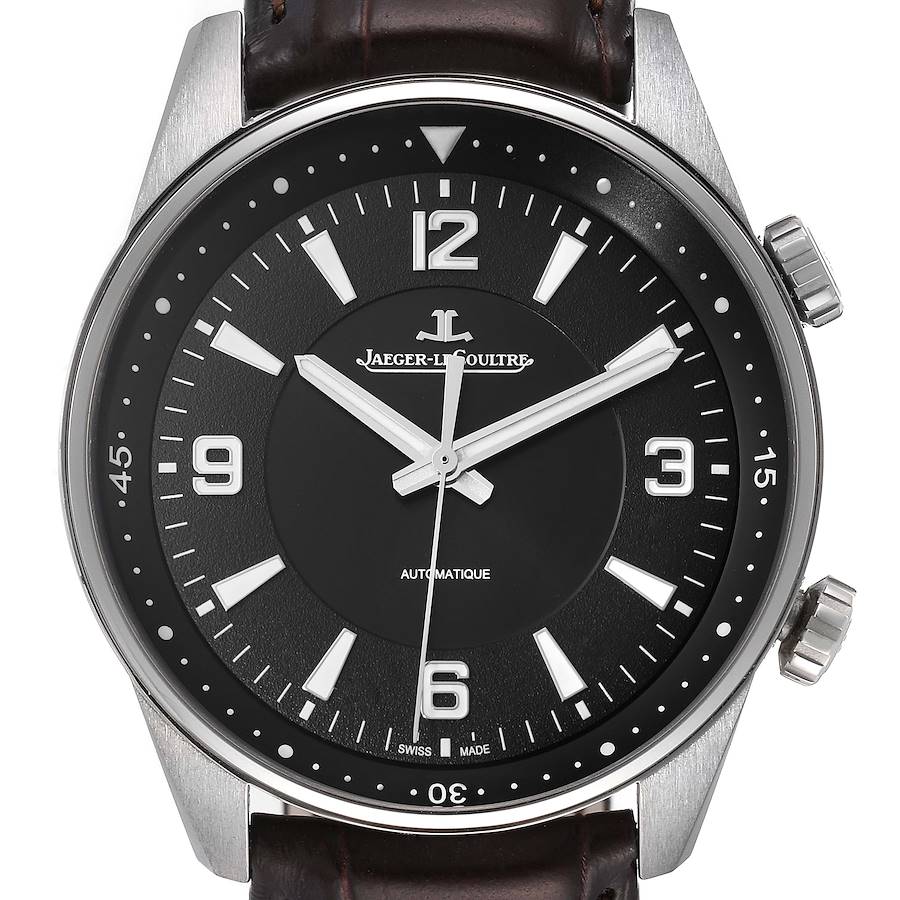Jaeger Lecoultre Polaris Black Dial Steel Watch 841.8.37.S Q9008471 Box Card SwissWatchExpo