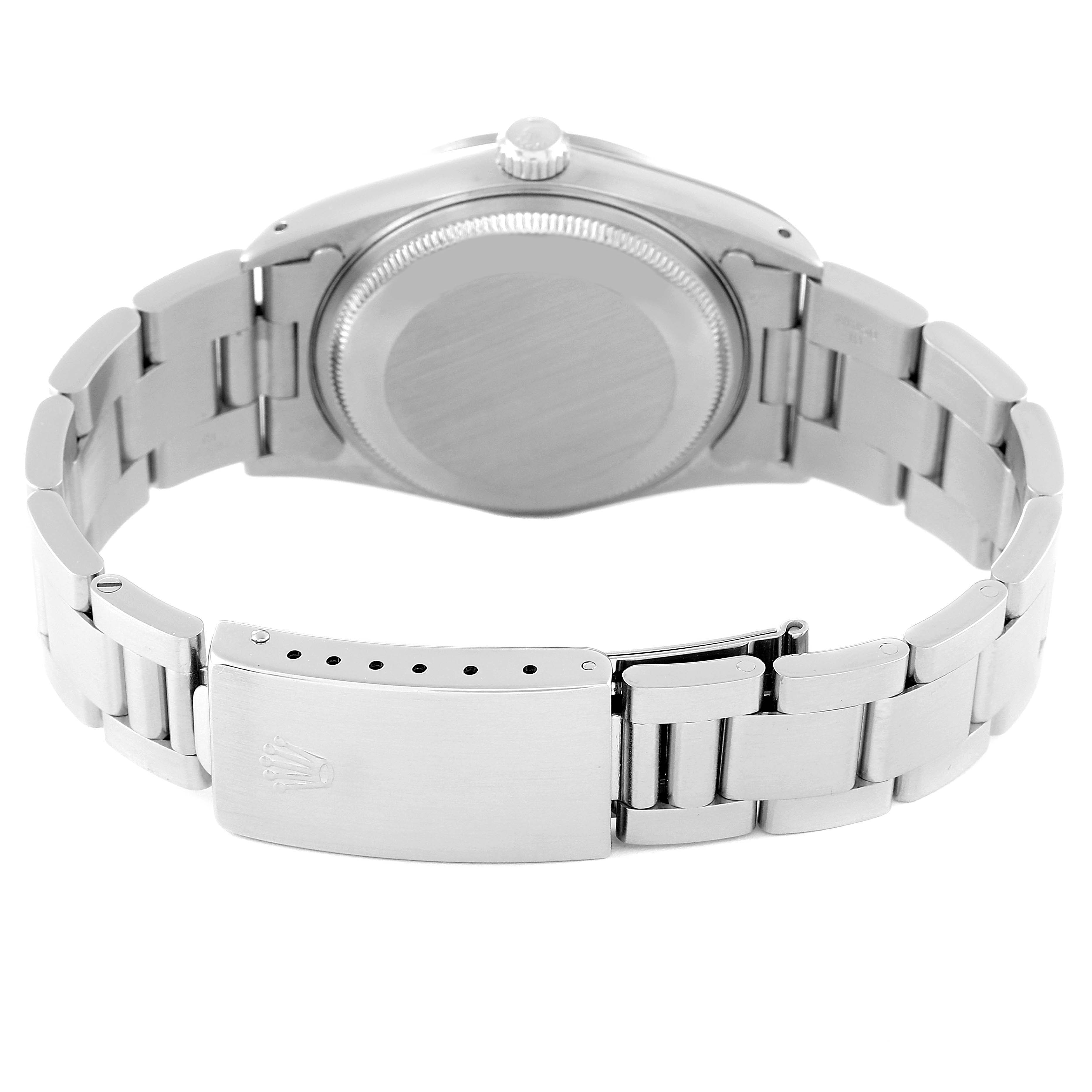 The image shows the back case and bracelet of a Rolex Air-King 14000 Men's Stainless Steel Silver Dial 14000 Men's Stainless Steel Silver Dial watch from a rear angle.