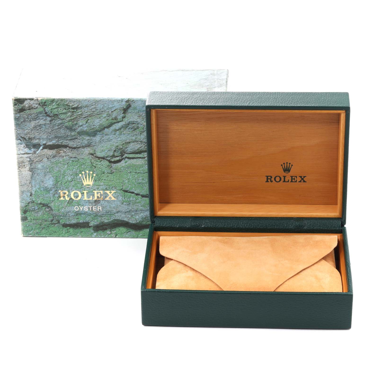 An open Rolex box designed for the Air-King model, displaying the inner cushioning and outer packaging.