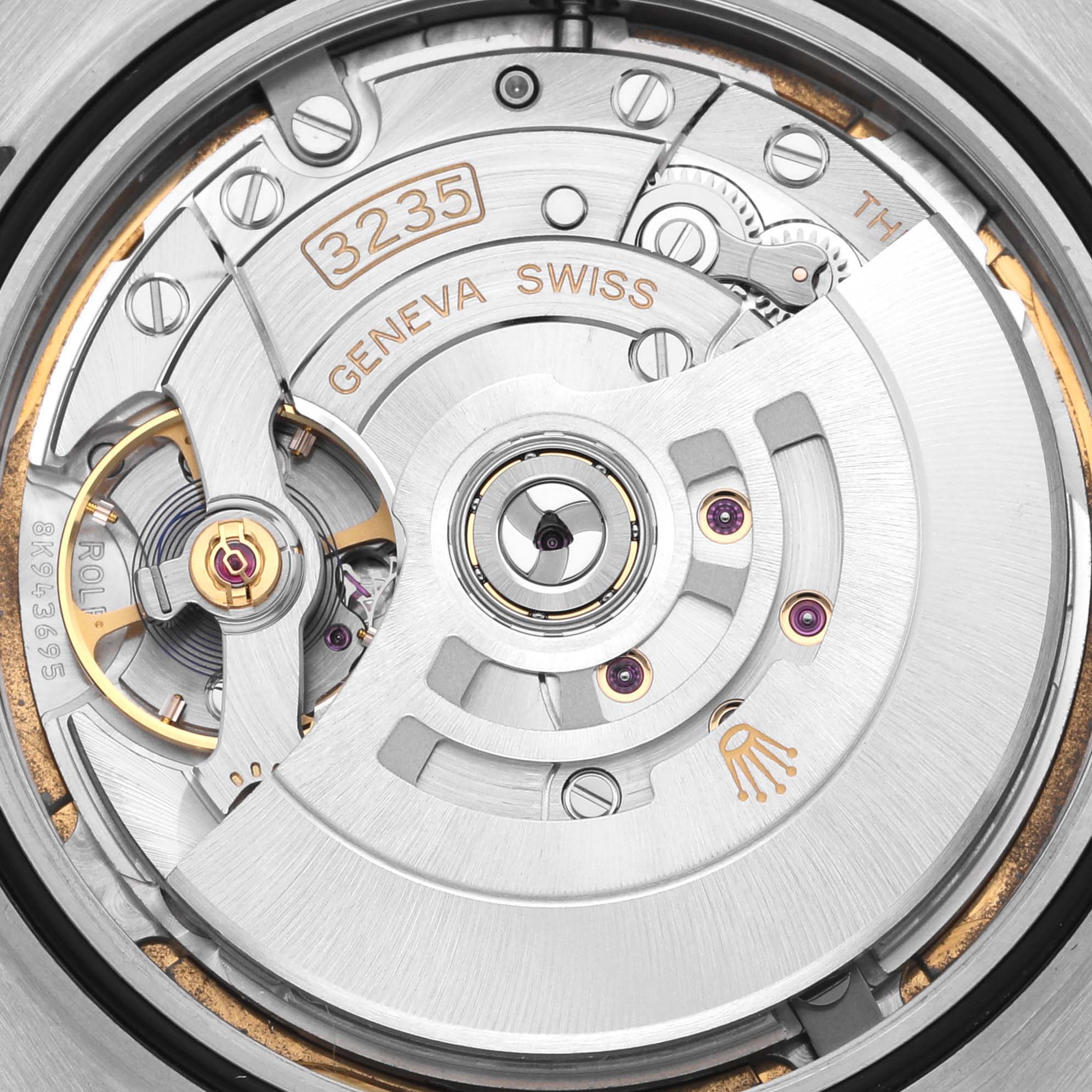 The image shows the movement mechanism of the Rolex Datejust 41 126334 Men
s Stainless Steel White Dial 126334 Men
s Stainless Steel White Dial, highlighting its intricate inner components.