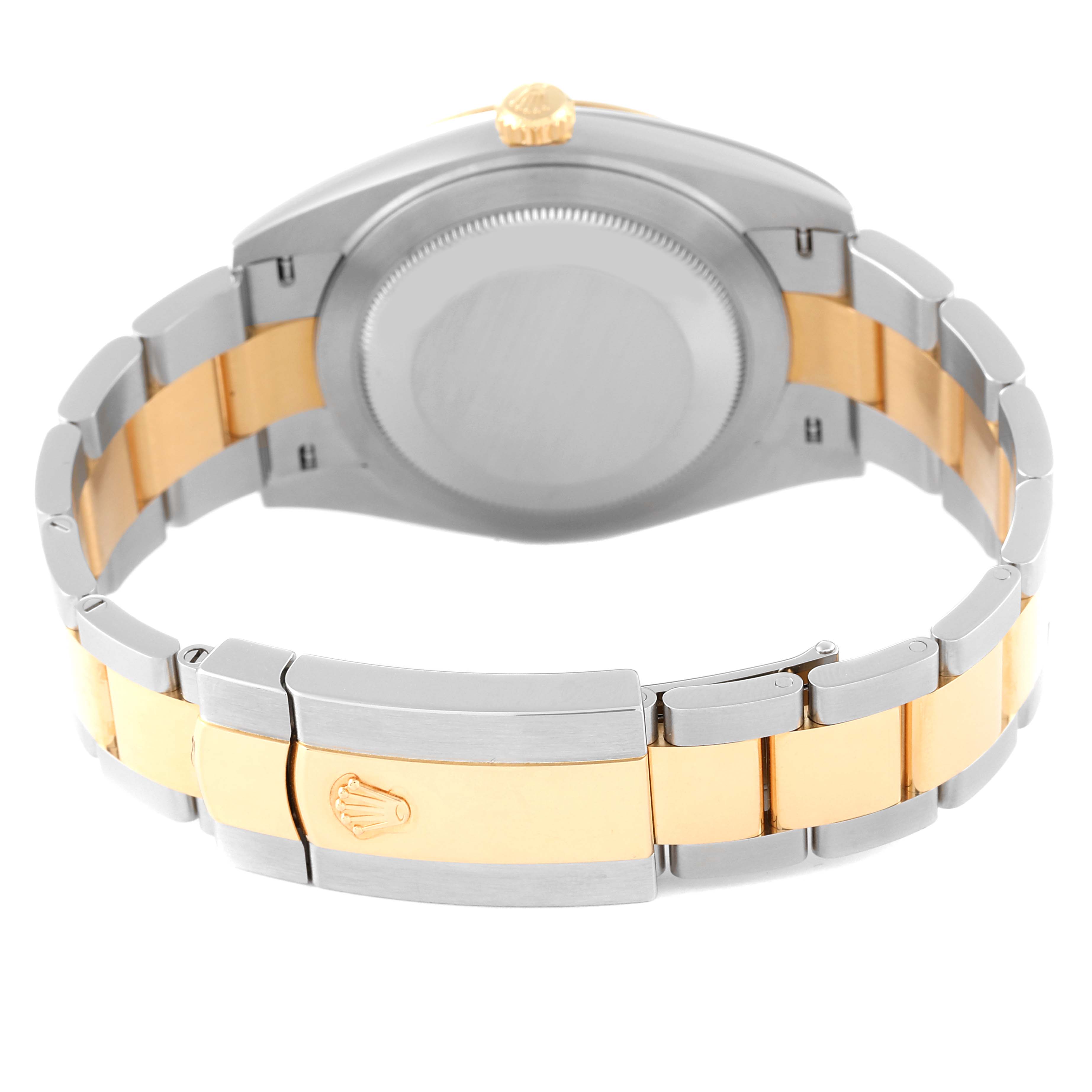 This image shows the back view and the bracelet of the Rolex Datejust 41 126303 Men's Steel and Gold (two tone) Mother of Pearl Dial 126303 Men's Steel and Gold (two tone) Mother of Pearl Dial watch.