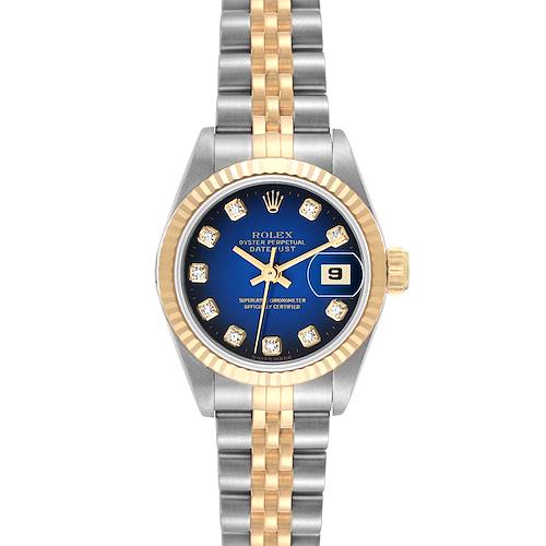 Photo of Rolex Datejust Blue Diamond Dial Steel Yellow Gold Ladies Watch 69173 Box Papers