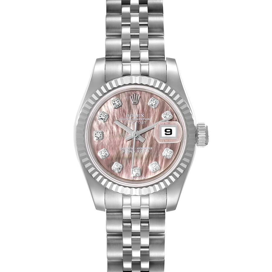 Rolex Datejust Steel White Gold Mother of Pearl Diamond Dial Ladies Watch 179174 SwissWatchExpo