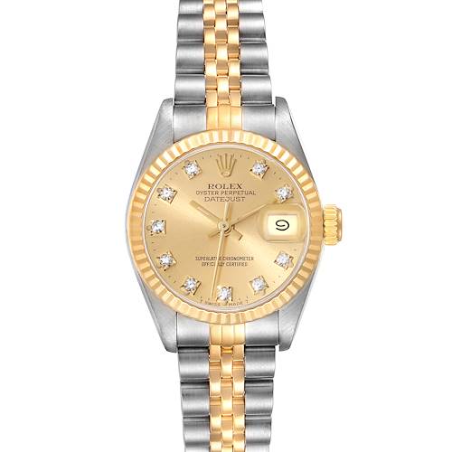 Photo of Rolex Datejust Steel Yellow Gold Diamond Dial Ladies Watch 69173 Papers