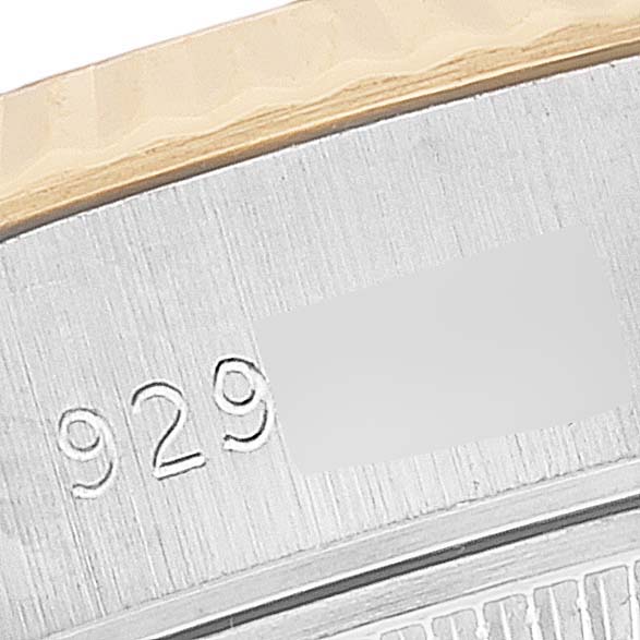 This is a close-up image of the serial number on the Rolex Datejust 69173 Women's Steel and Gold (two tone) Champagne Dial 69173 Women's Steel and Gold (two tone) Champagne Dial watch case.