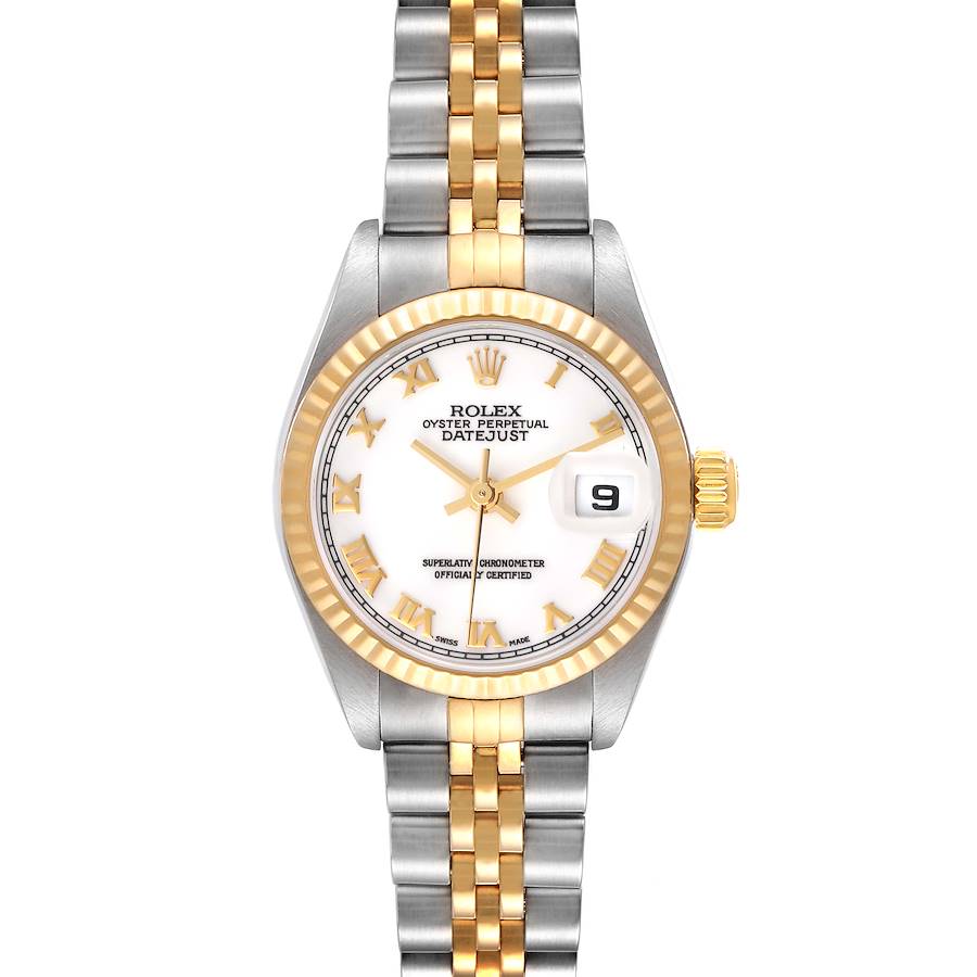 Rolex Datejust Steel Yellow Gold White Roman Dial Ladies Watch 79173 Box Papers SwissWatchExpo