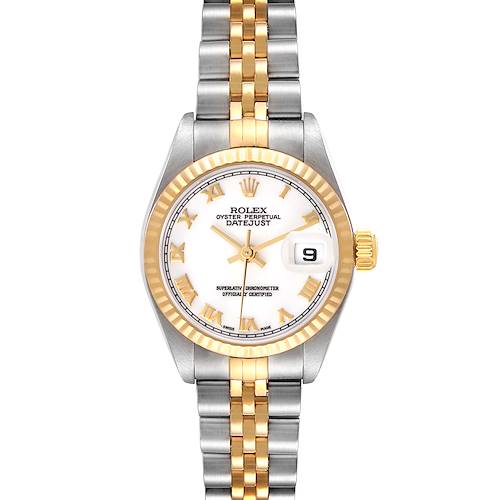 Photo of Rolex Datejust Steel Yellow Gold White Roman Dial Ladies Watch 79173 Box Papers