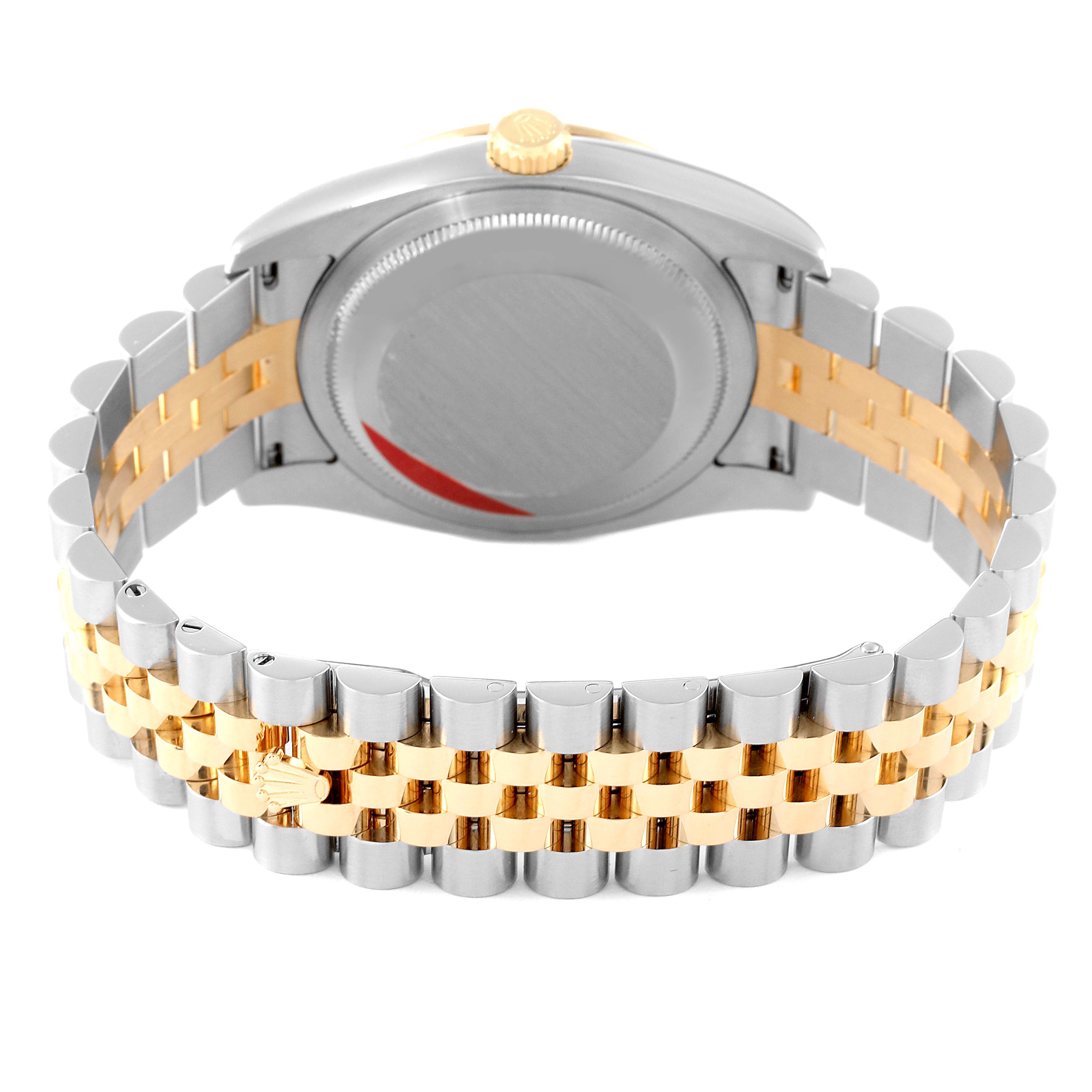 The image shows the back of the Rolex Turn-o-Graph 116263 Men's Steel and Gold (two tone) White Dial 116263 Men's Steel and Gold (two tone) White Dial watch, highlighting the case back, crown, and two-tone bracelet.