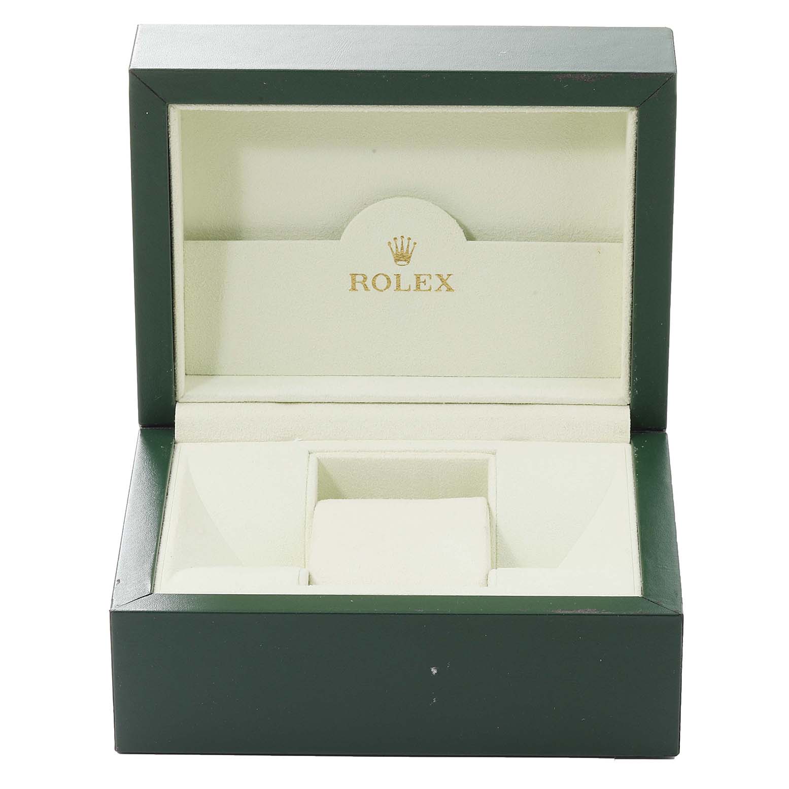 The image shows an open green and beige Rolex box for the Turn-o-Graph model, with the Rolex logo inside.