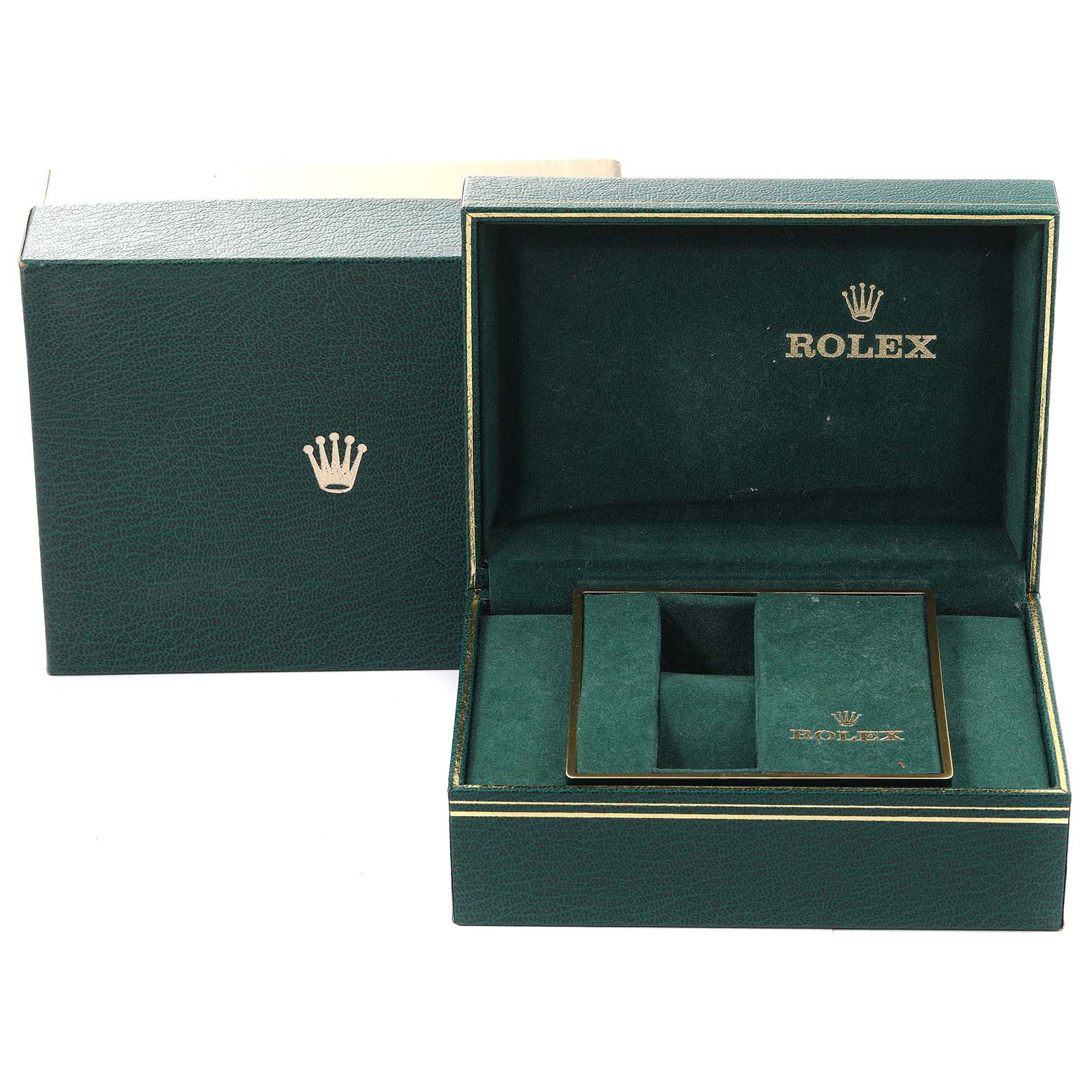 The image shows a Rolex GMT-Master 16753 Men's Steel and Gold (two tone) Black Dial 16753 Men's Steel and Gold (two tone) Black Dial watch box and outer packaging from a front angle.