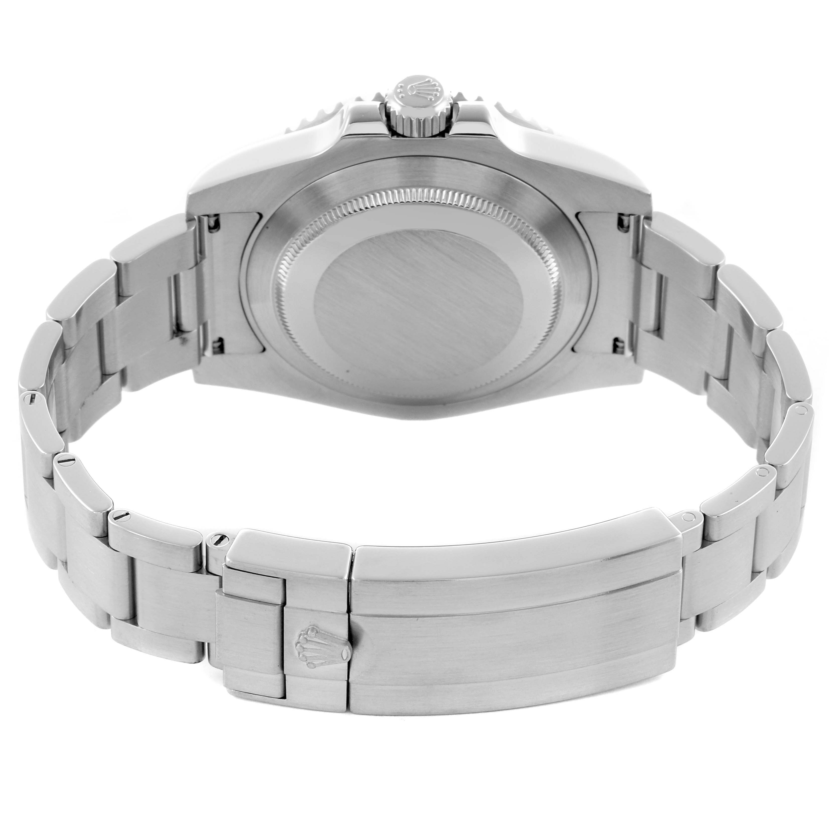 The image shows the back case and bracelet clasp of a Rolex Submariner 116610LN Men
s Stainless Steel Black Dial 116610LN Men
s Stainless Steel Black Dial from a rear angle.