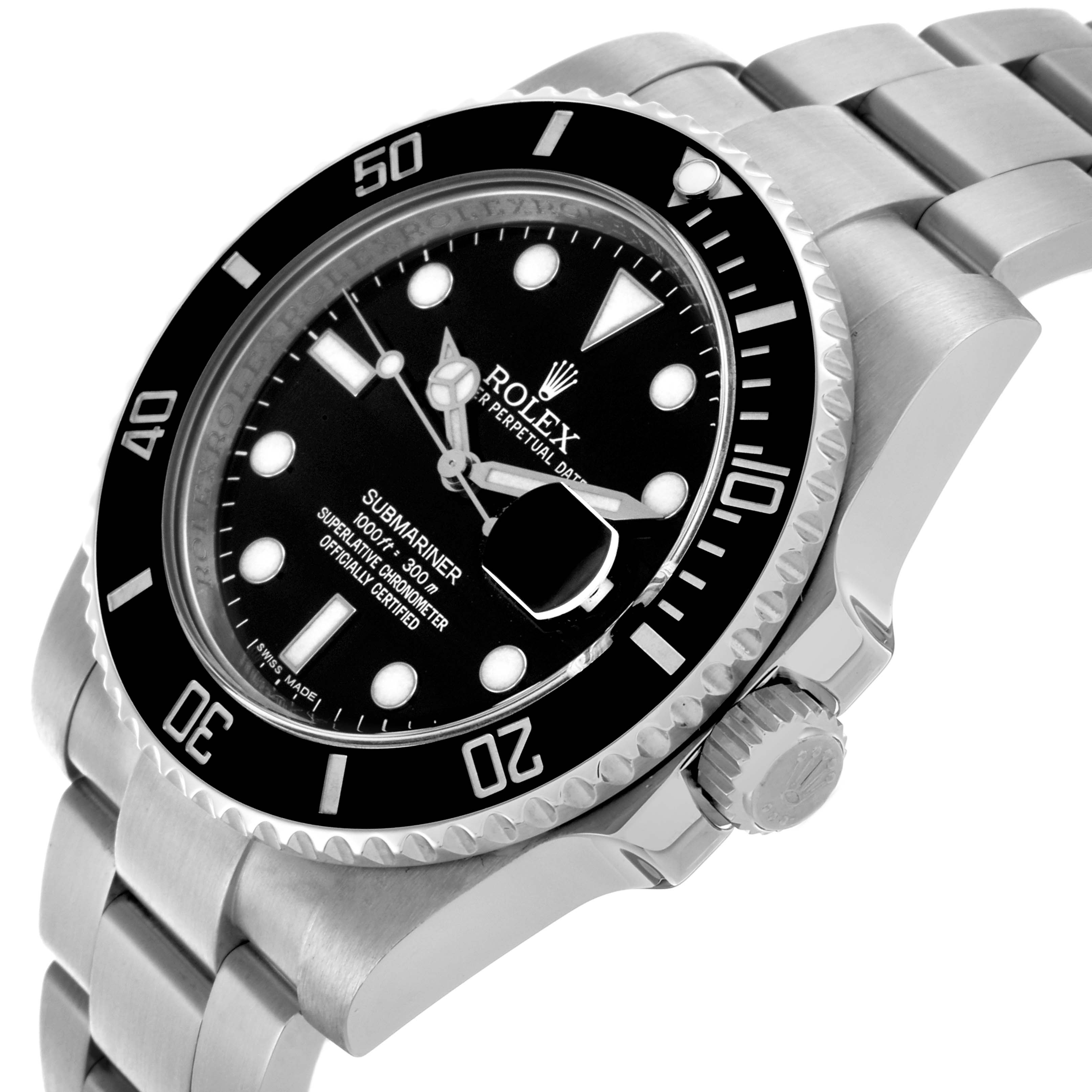 The Rolex Submariner 116610LN Men
s Stainless Steel Black Dial 116610LN Men
s Stainless Steel Black Dial is shown at a three-quarter angle, displaying the face, bezel, crown, and part of the bracelet.