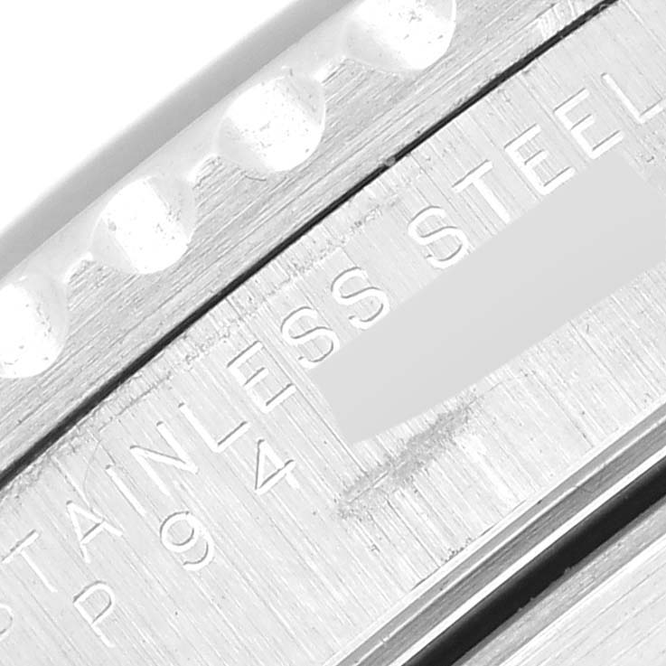 The close-up image shows the engraved edge and bezel of a Rolex Submariner 14060 Men
s Stainless Steel Black Dial 14060 Men
s Stainless Steel Black Dial model watch.