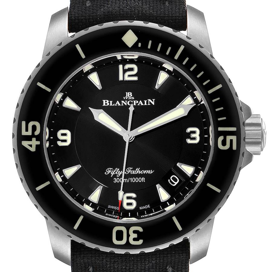 Blancpain Fifty Fathoms Titanium Black Dial Mens Watch 5015 Box Card SwissWatchExpo