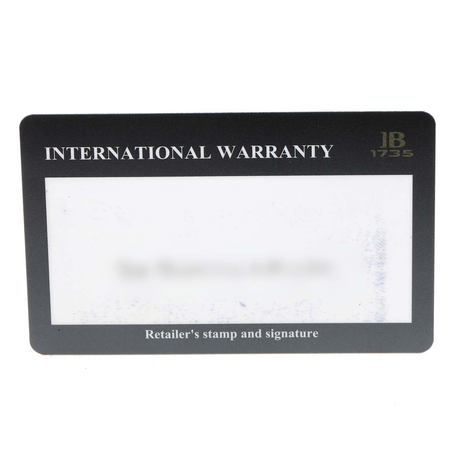 The image shows an international warranty card for the Fifty Fathoms model by Blancpain.